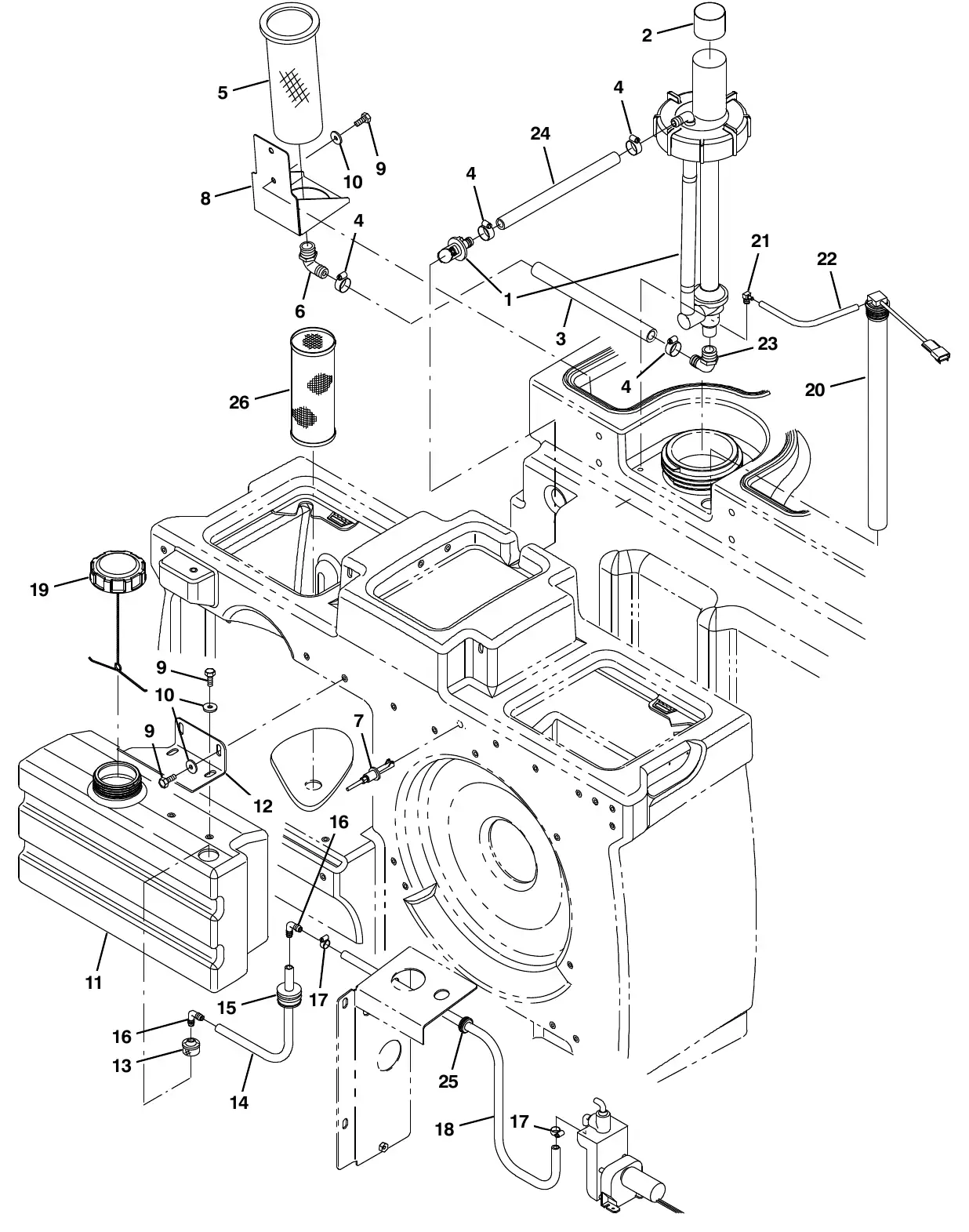 Tennant M20 es tanks group exploded view