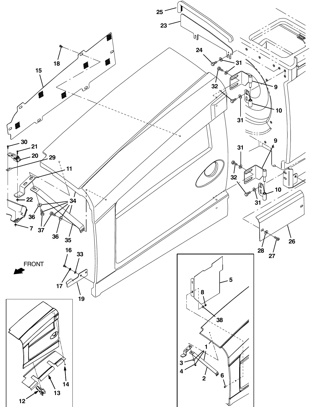 Tennant M20 engine cover group exploded view