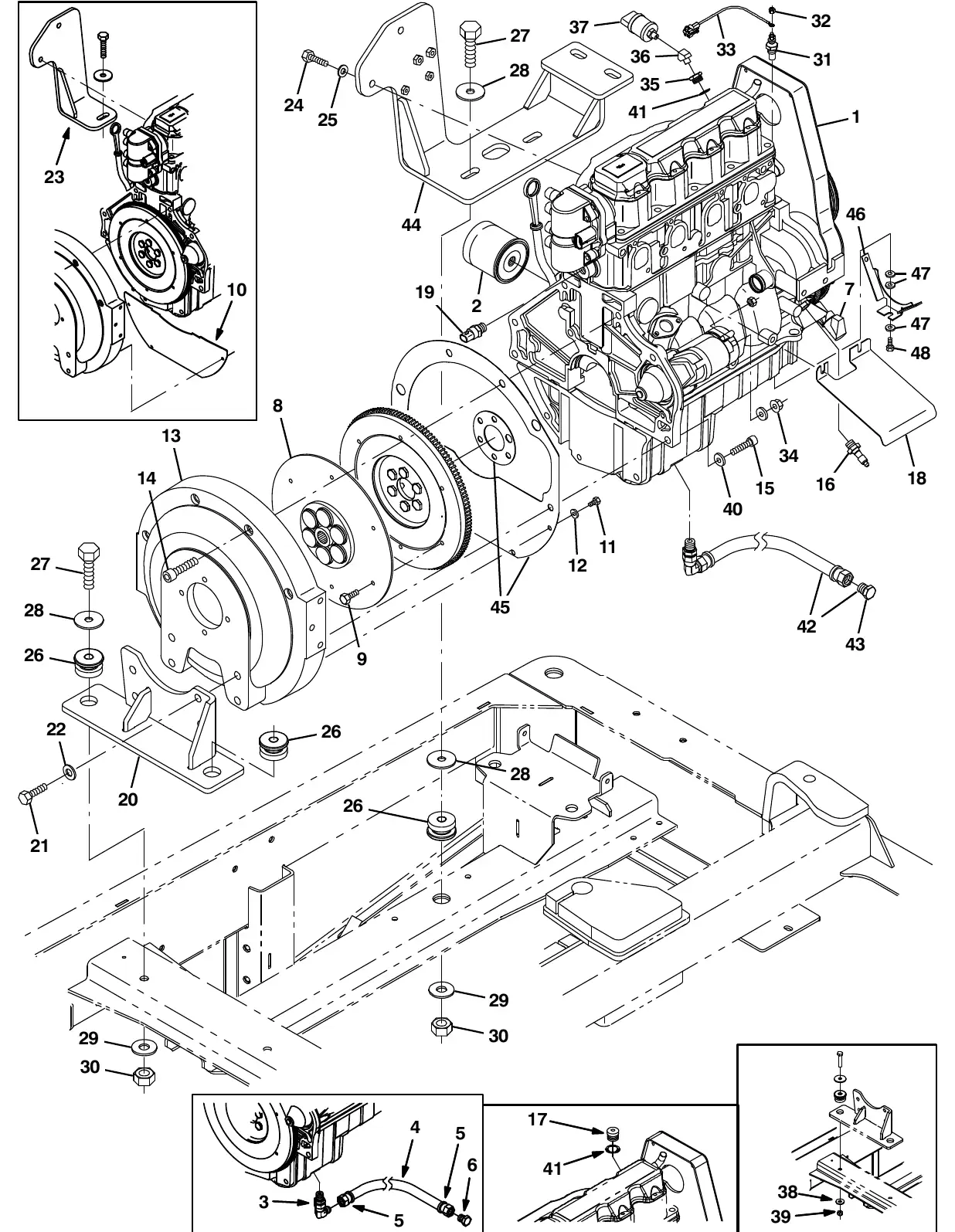 Tennant M20 gm engine and mount group (000000 - 005999) exploded view