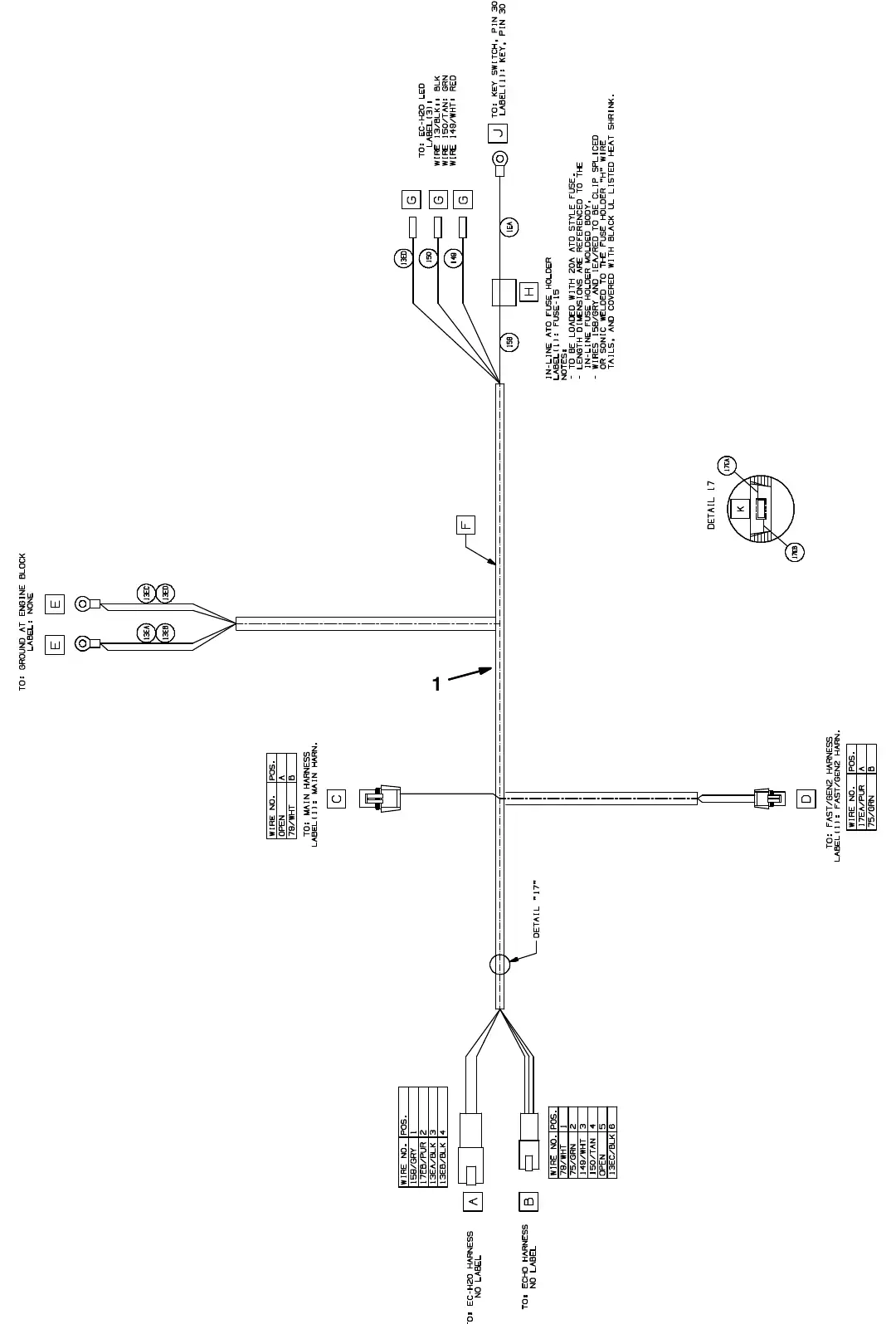 Tennant M20 ec - h20 wire harnesses group exploded view (page 1)