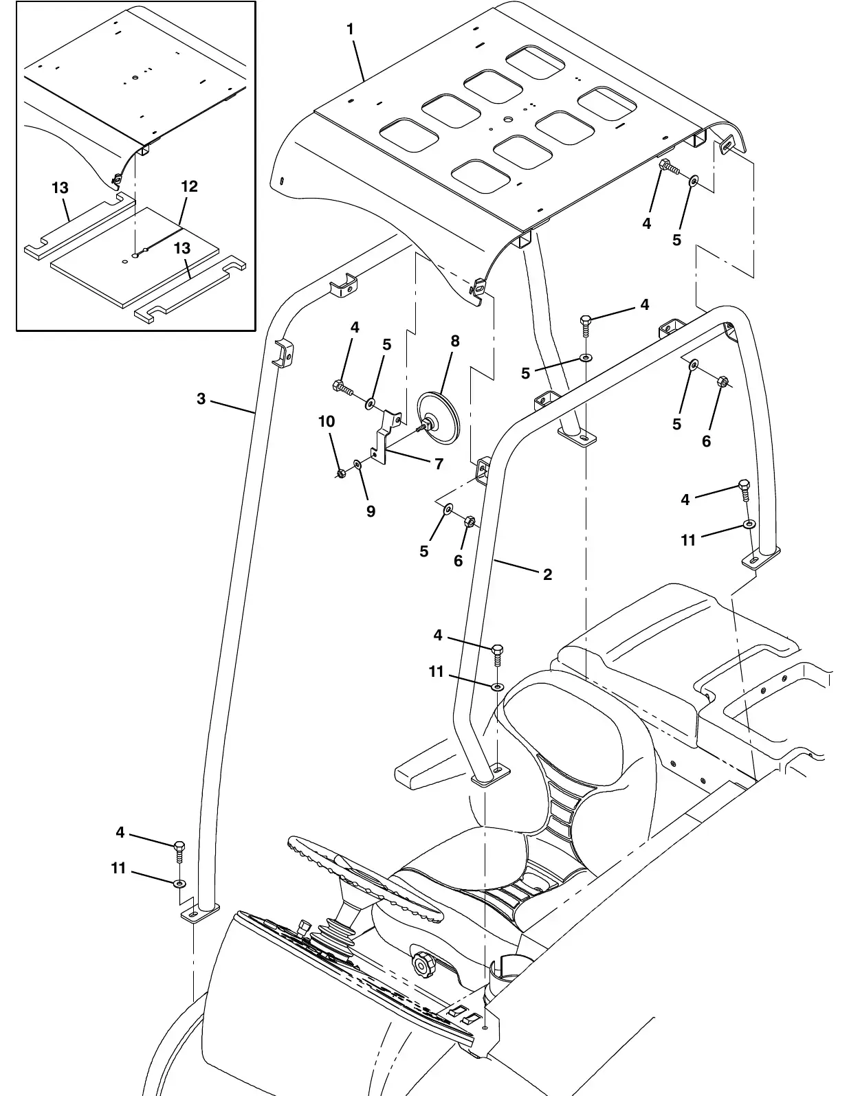 Tennant M20 overhead guard kit exploded view