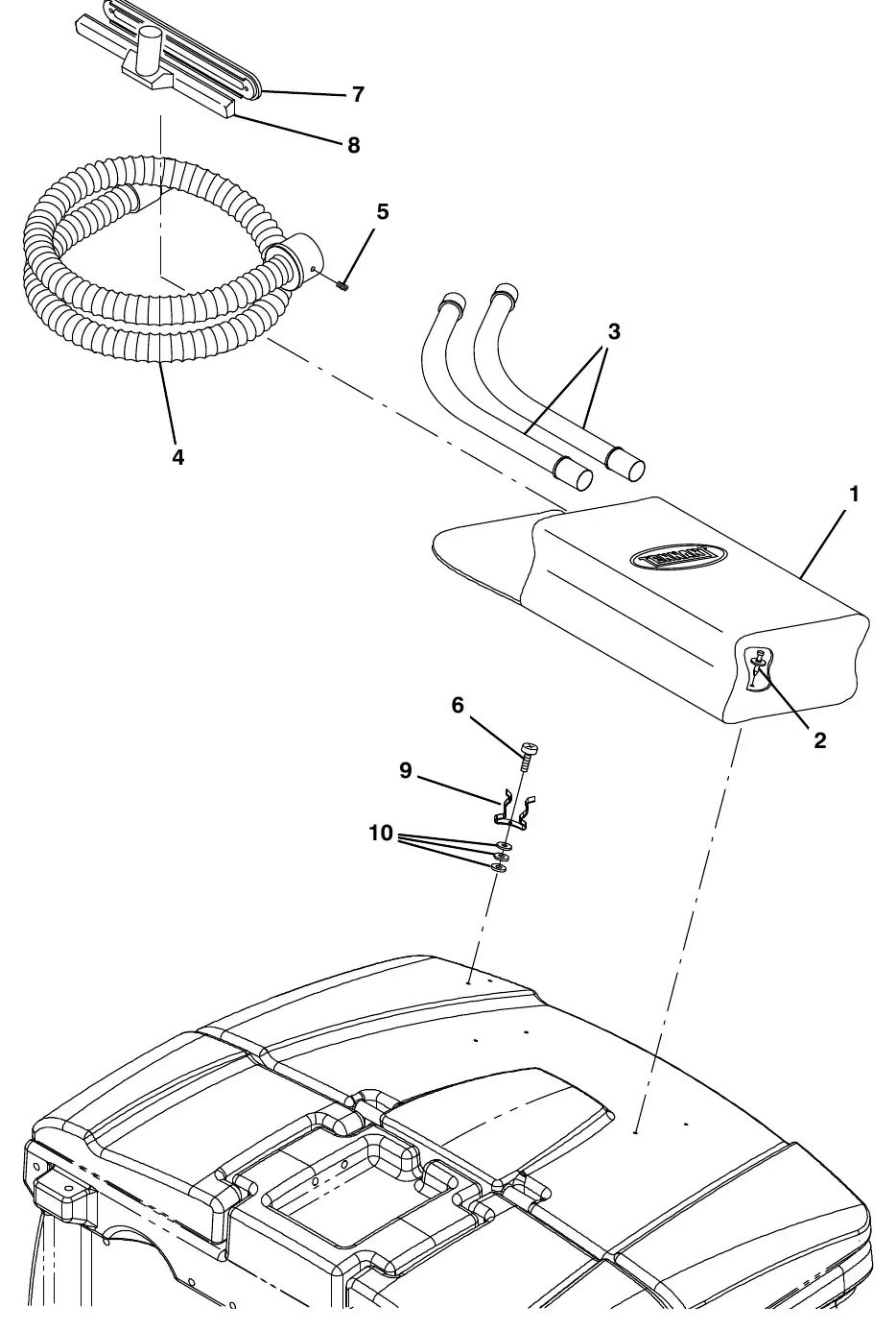 Tennant M20 vacuum wand kit (002407 - ) exploded view