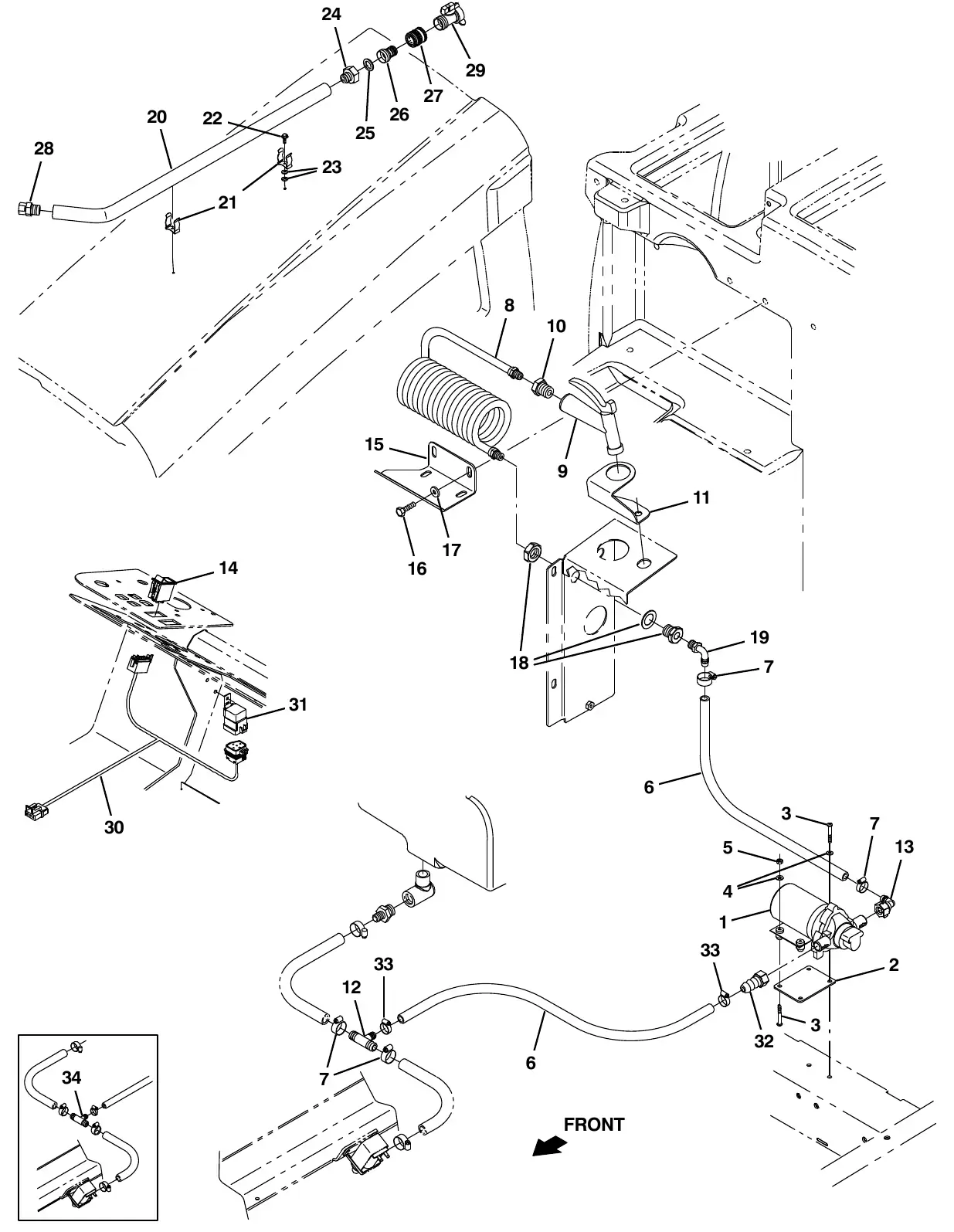 Tennant M20 spray nozzle kit exploded view