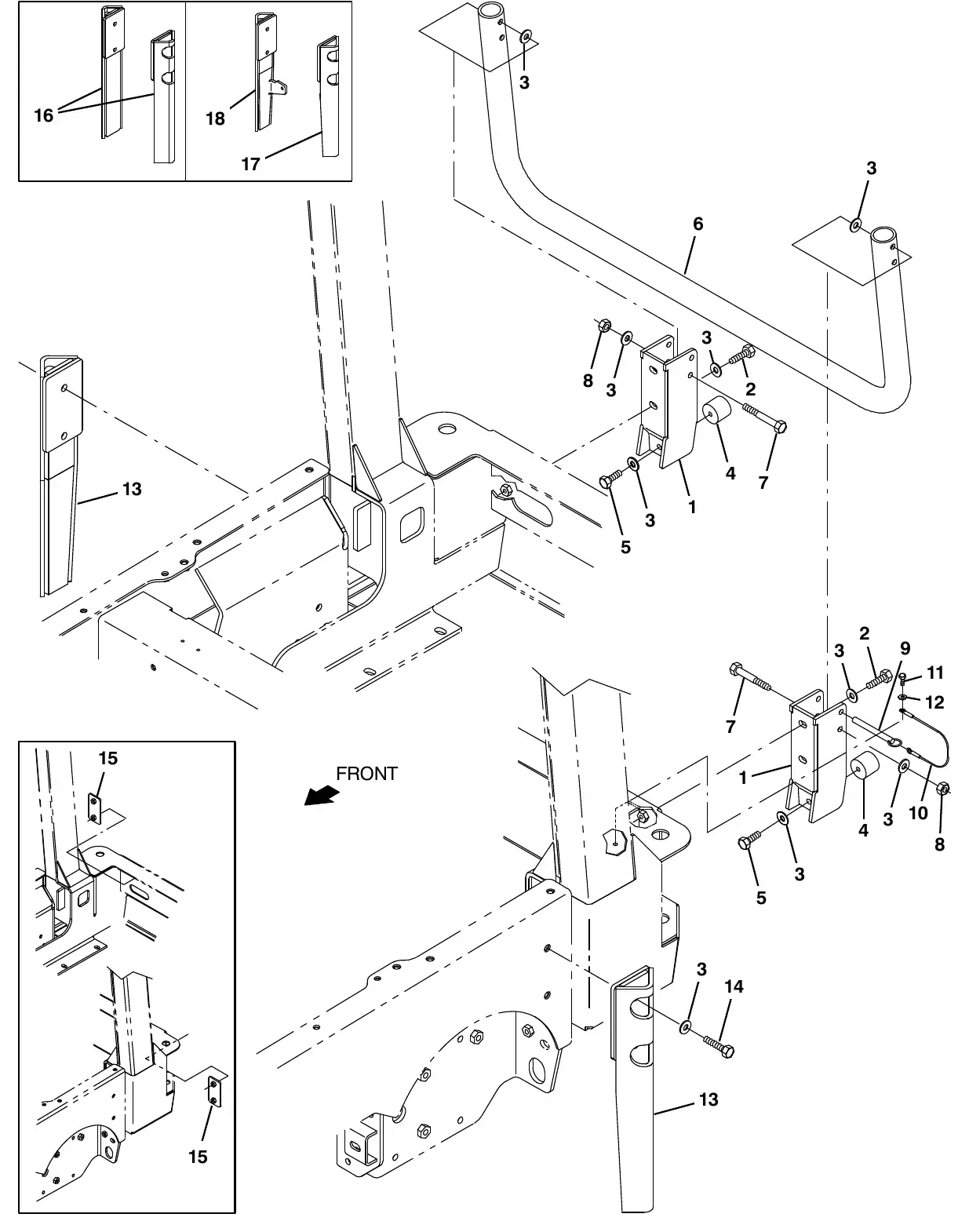Tennant M20 squeegee guard kit exploded view