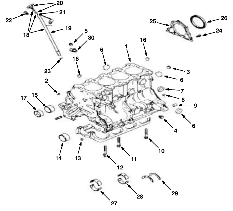 Tennant M20 cylinder block group exploded view