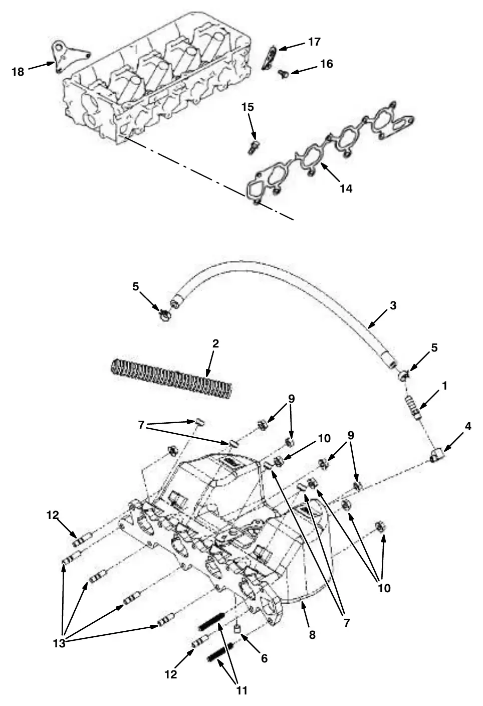 Tennant M20 intake manifold gasket group exploded view