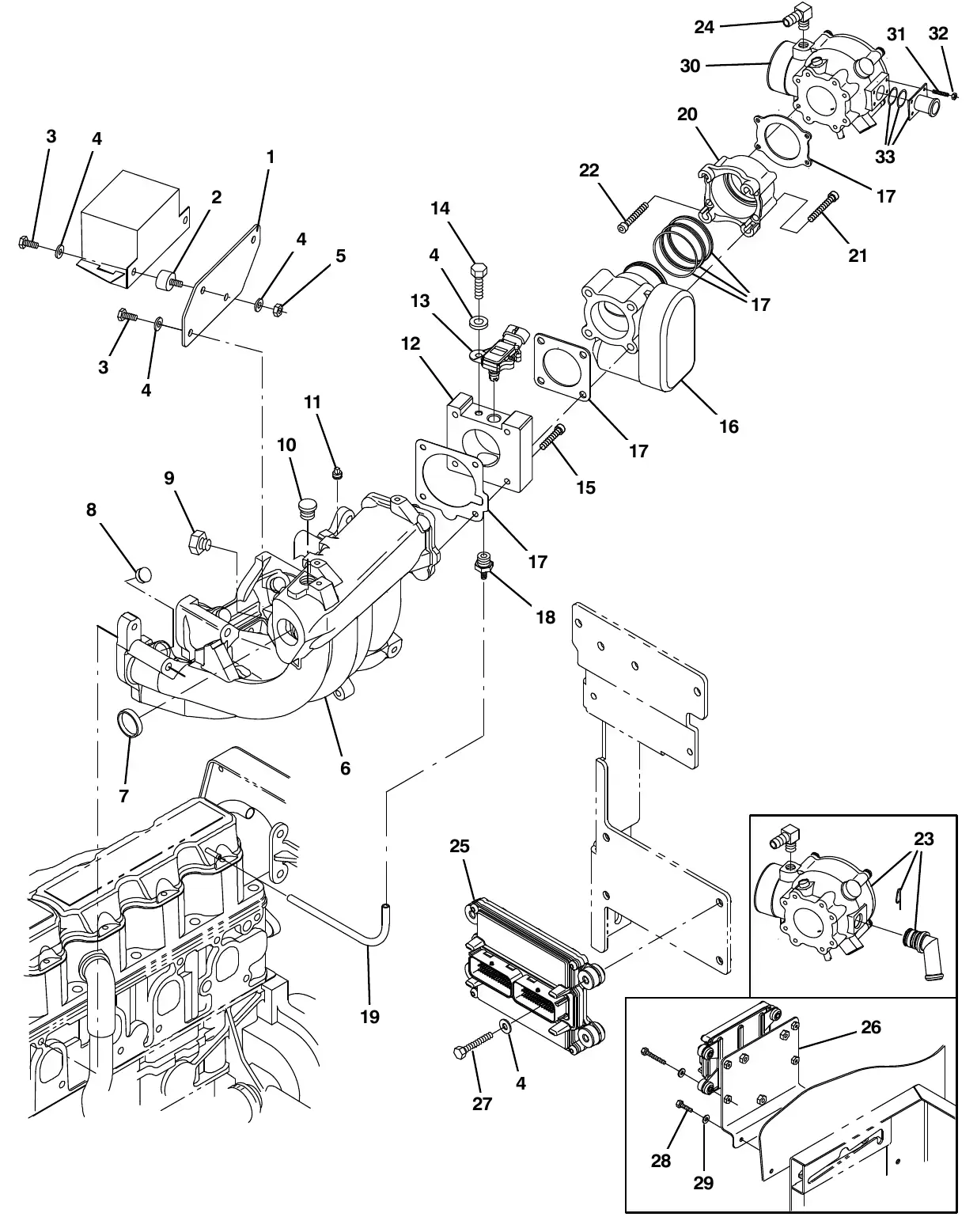 Tennant M20 gm engine efi group, lpg (002000 - 005999) exploded view