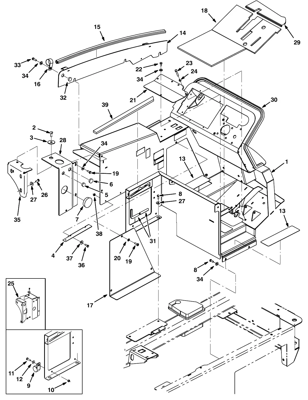 Tennant M20 operator station group exploded view