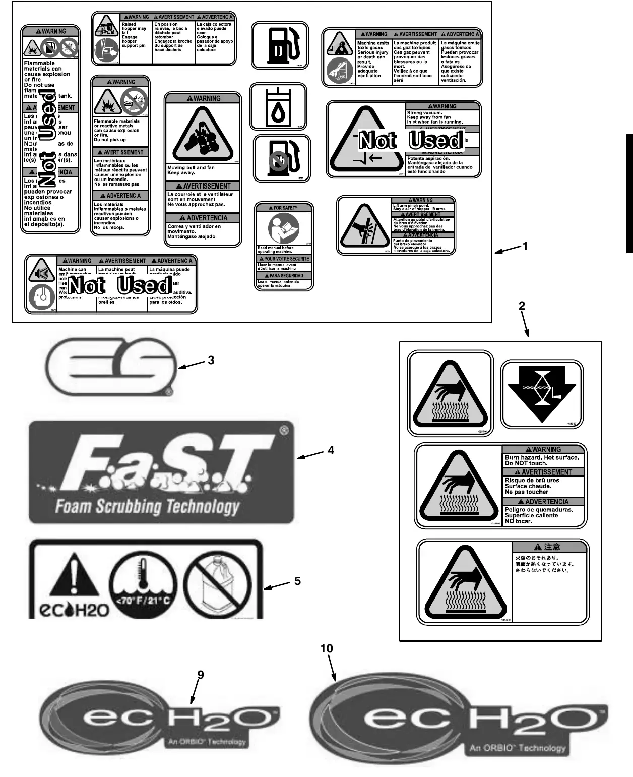 Tennant M20 label group exploded view