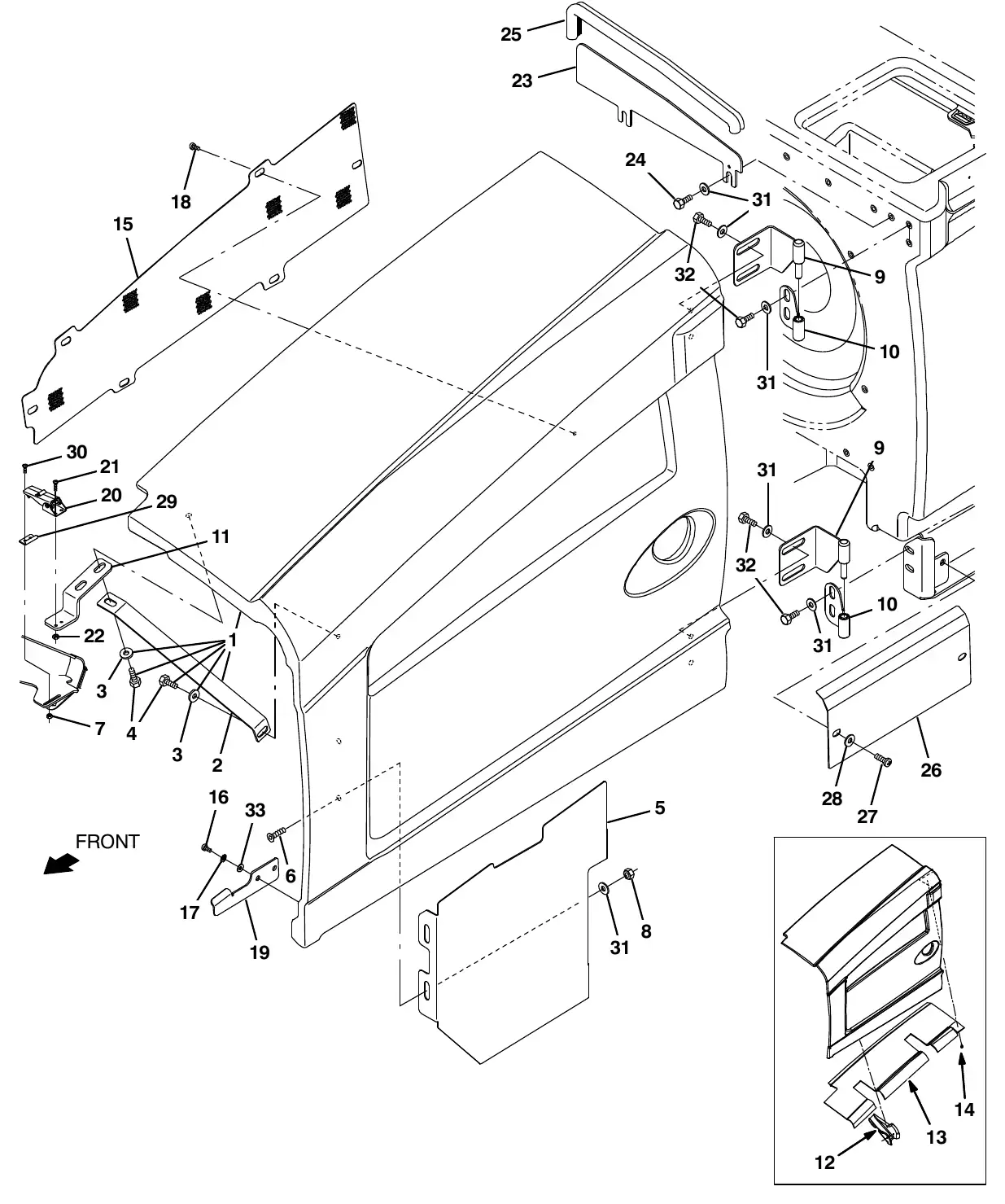 Tennant M20 engine cover group exploded view