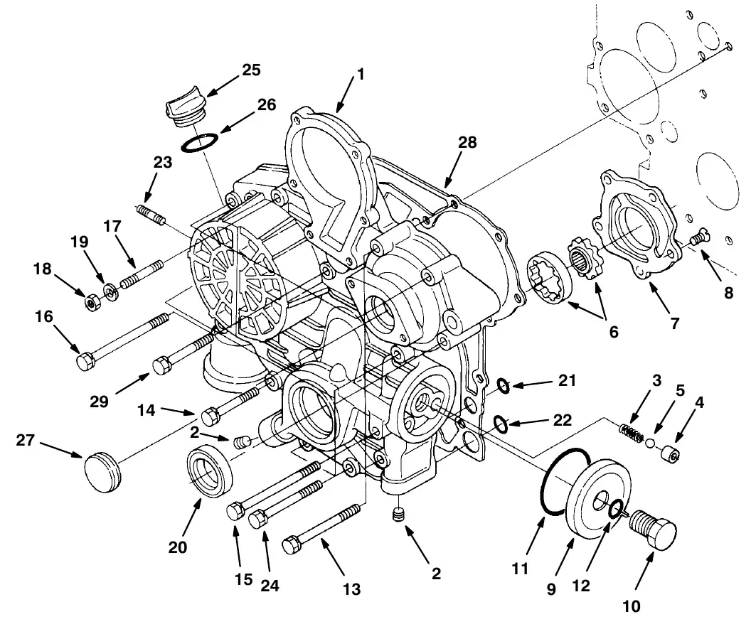 Tennant M20 gear case group exploded view