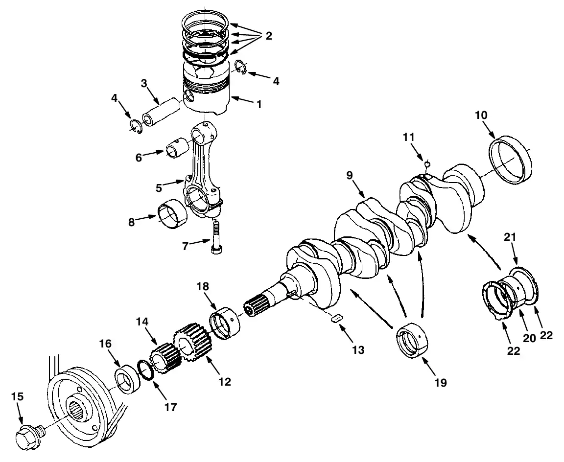 Tennant M20 piston and crankshaft group exploded view