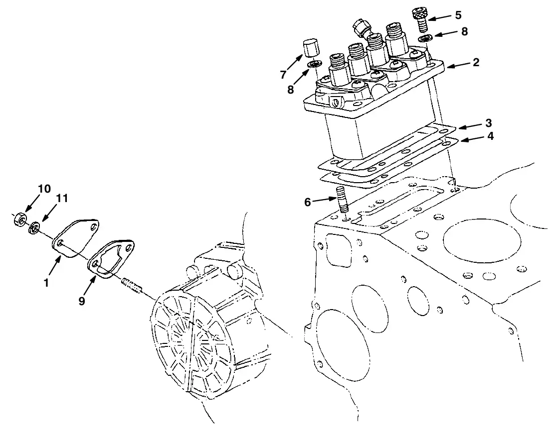 Tennant M20 injection pump group exploded view