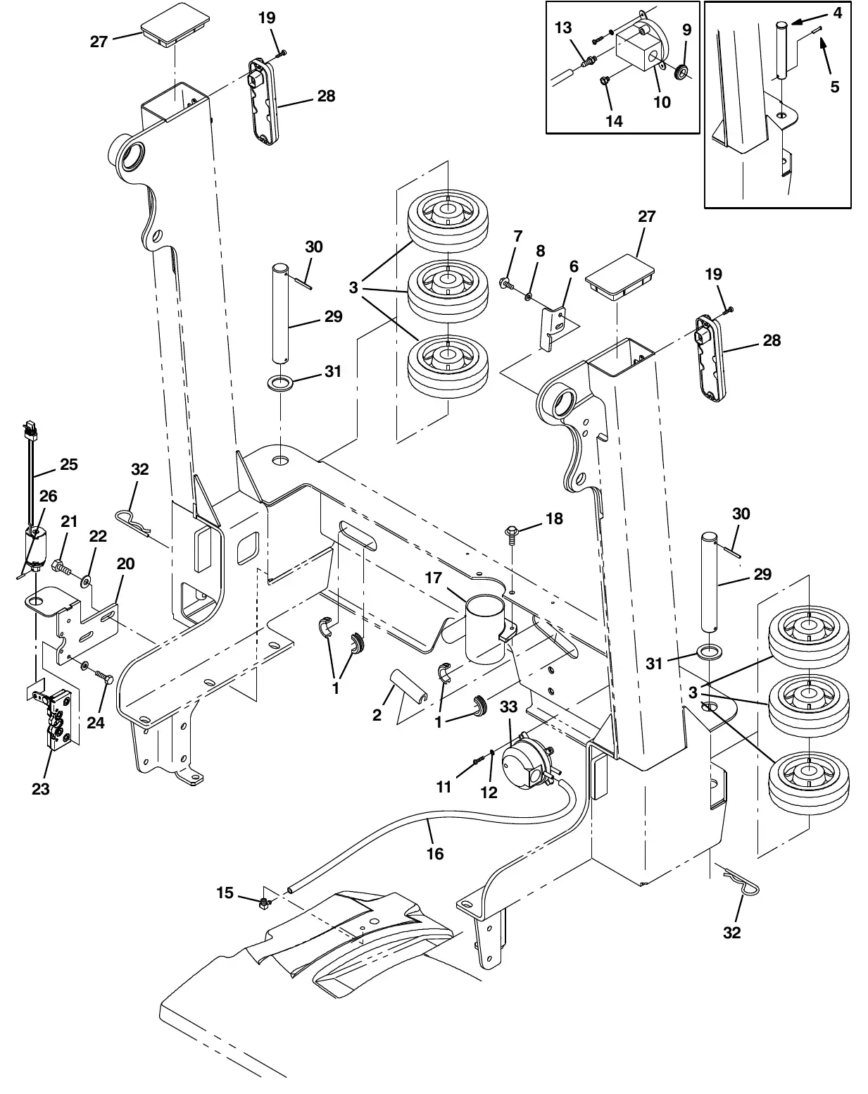 Tennant M20 hopper bumper group exploded view