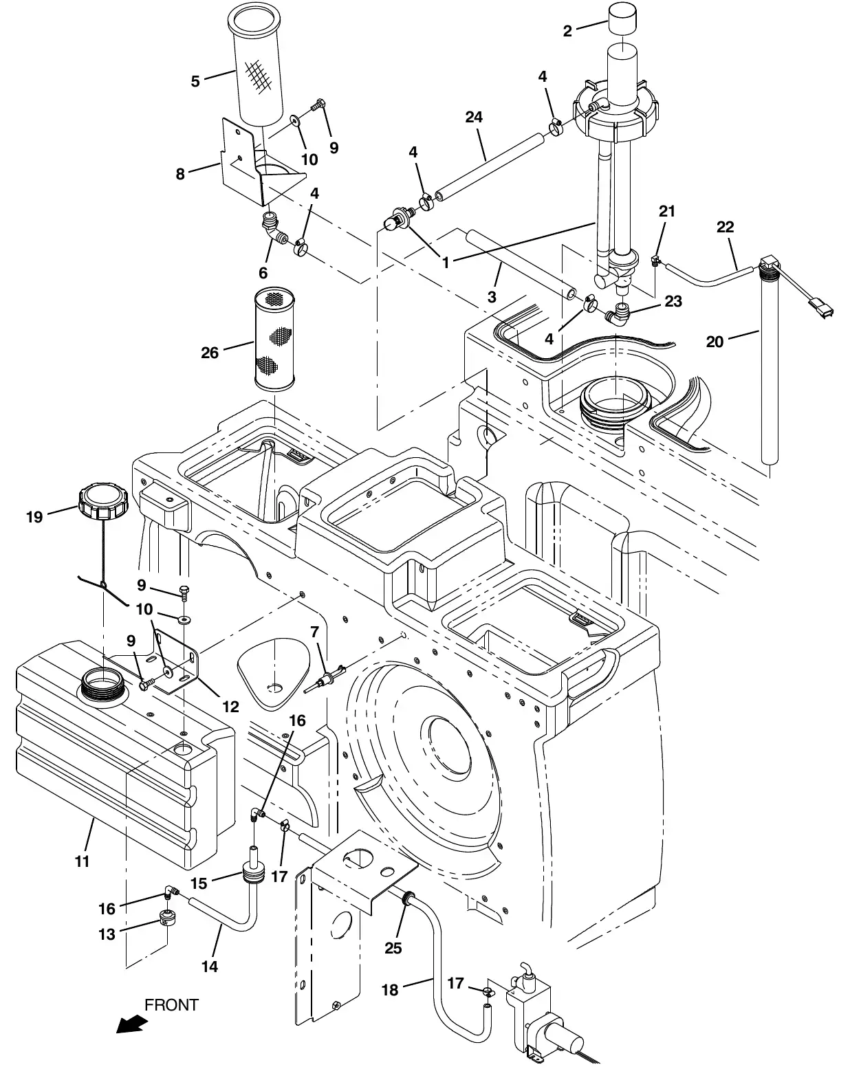 Tennant M20 es tanks group exploded view