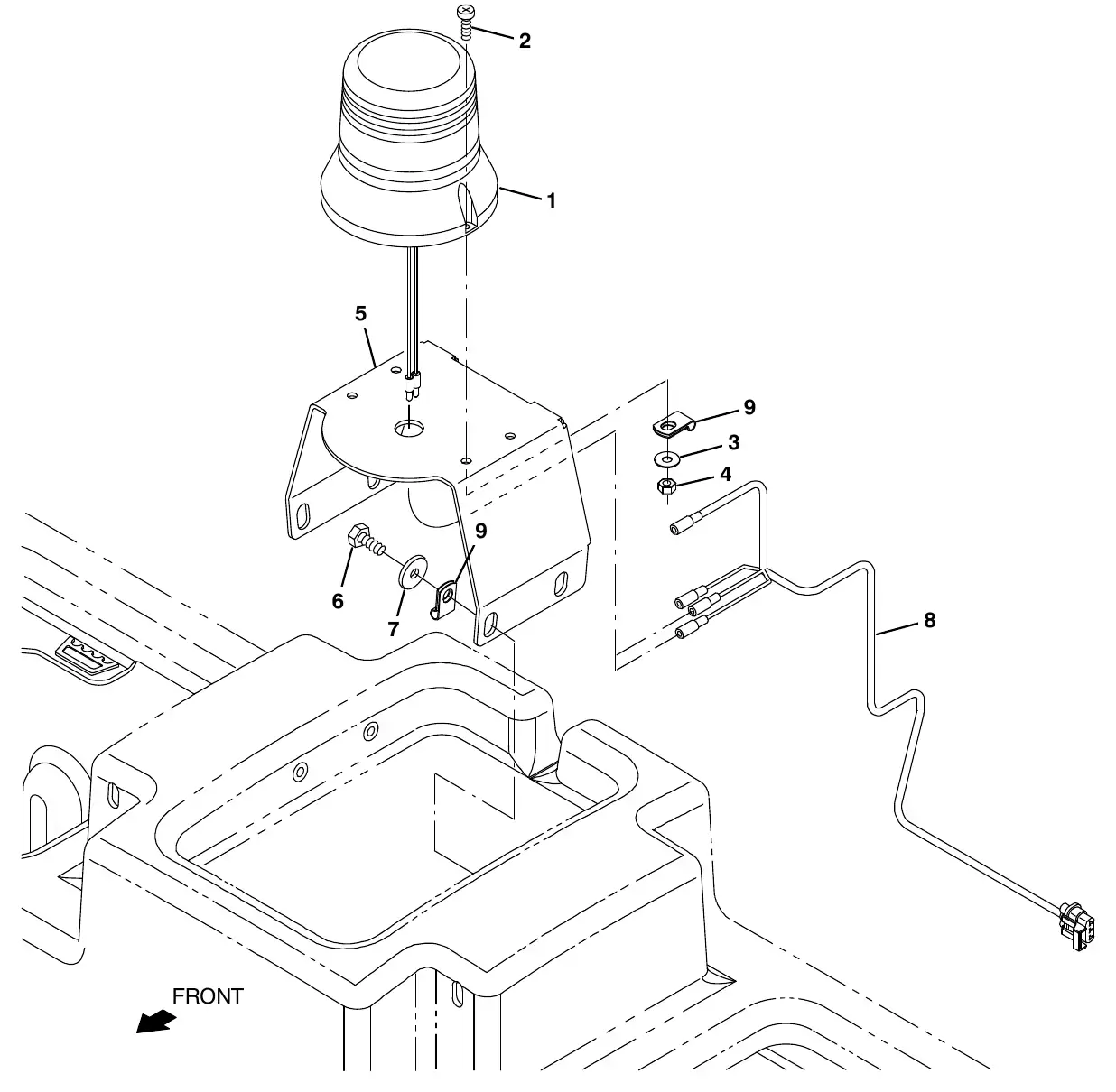 Tennant M20 light kit, flashing exploded view