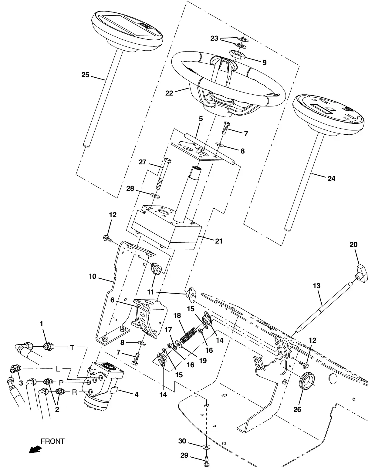 Tennant M20 steering group exploded view