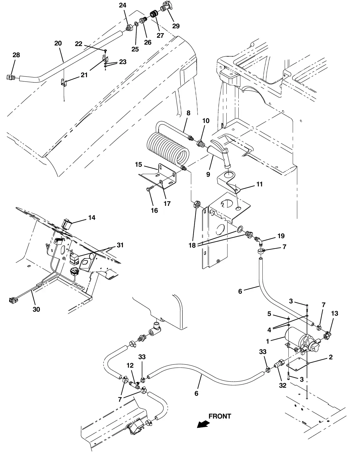 Tennant M20 spray nozzle kit exploded view