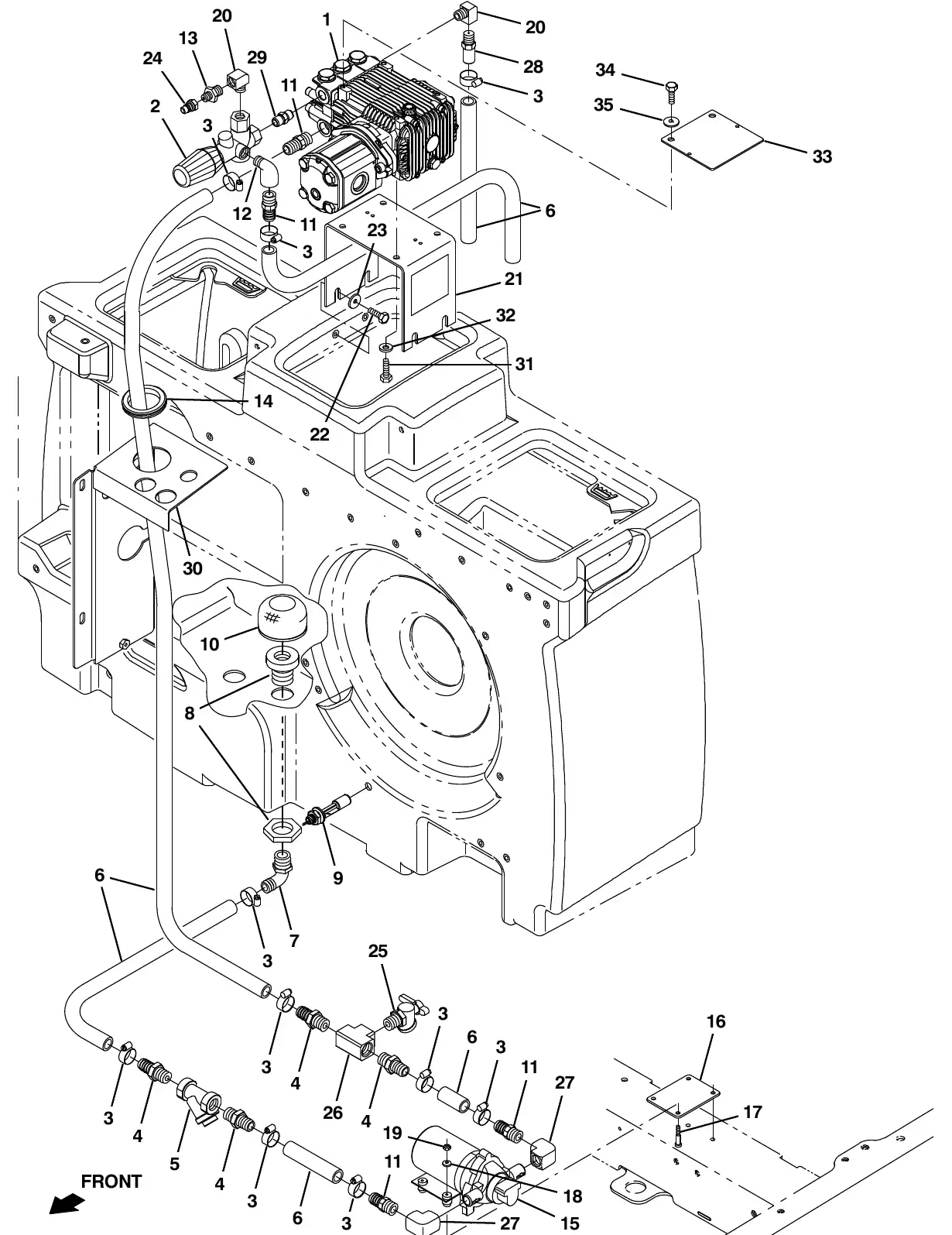 Tennant M20 pressure washer solution group exploded view