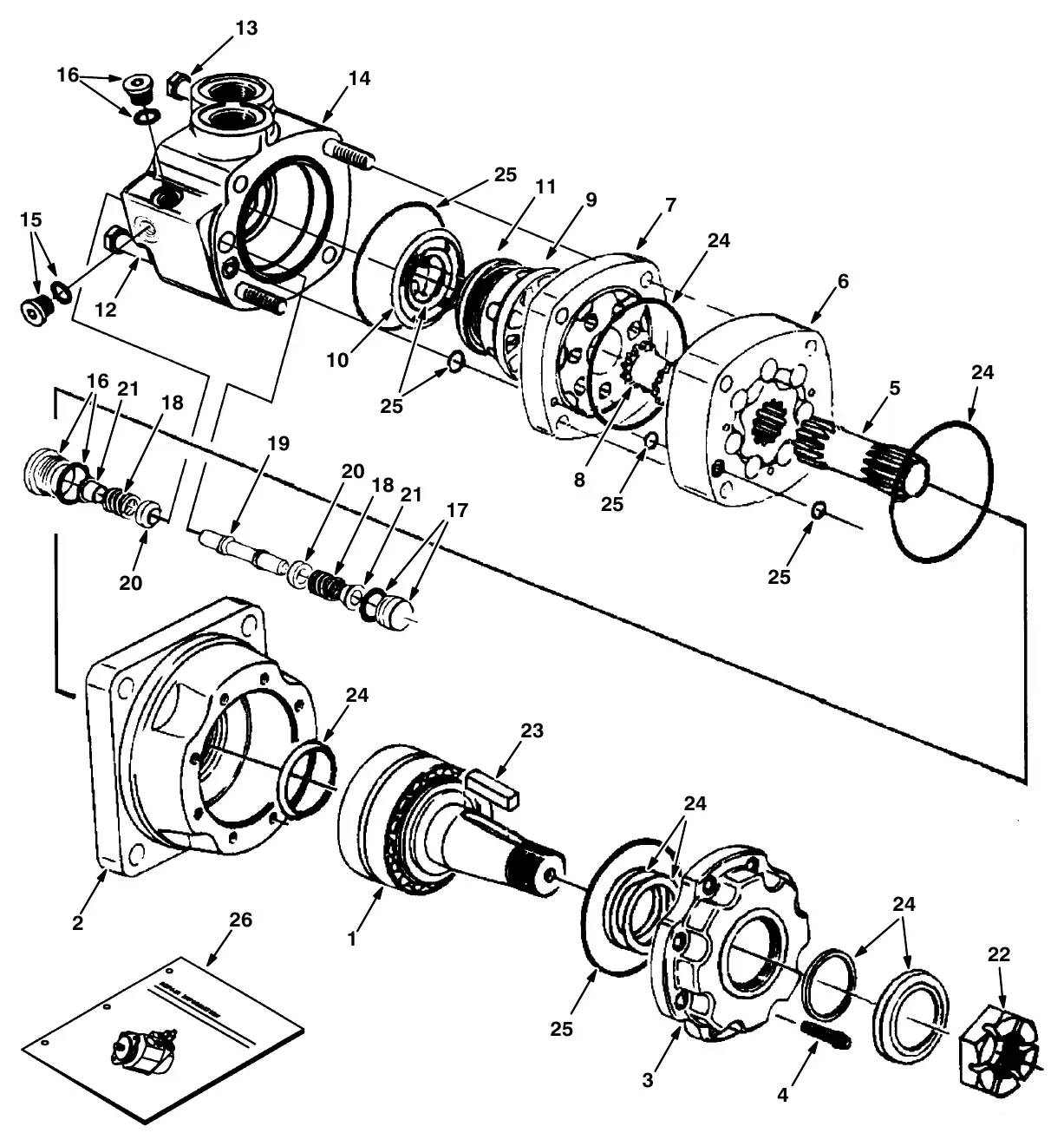 Tennant M20 hydraulic motor breakdown, 379609 exploded view
