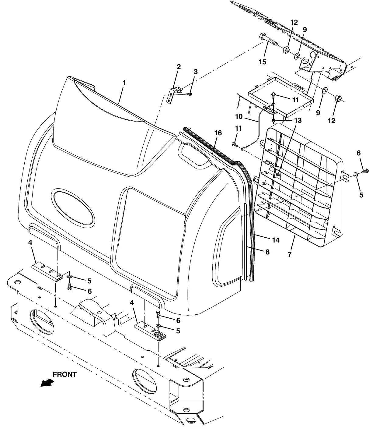 Tennant M20 front cover group exploded view
