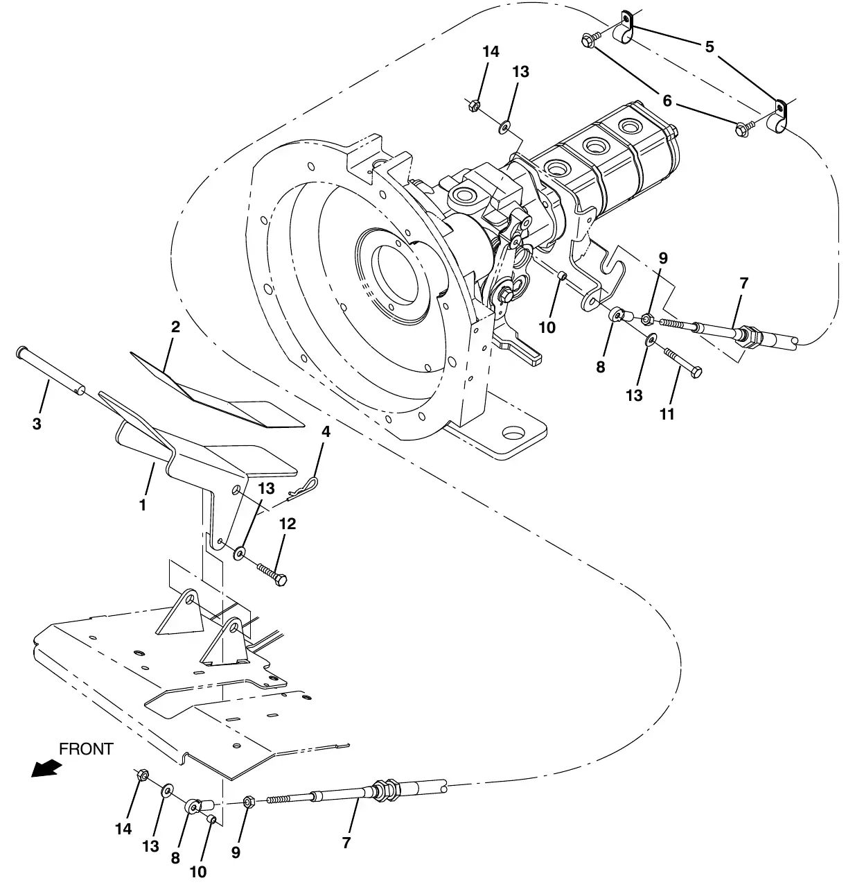 Tennant M20 directional pedal group exploded view