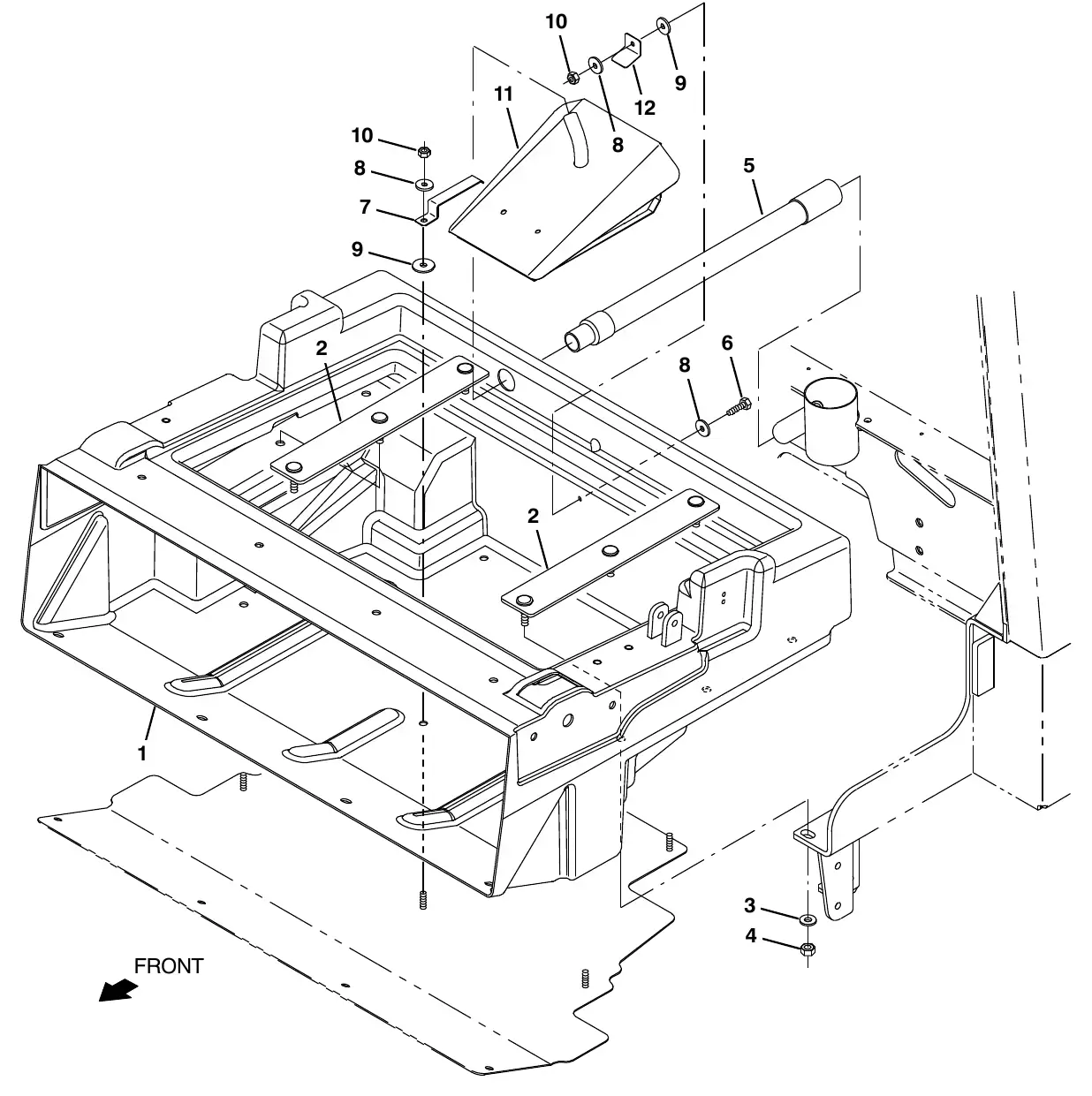 Tennant M20 hopper and debris screen group exploded view