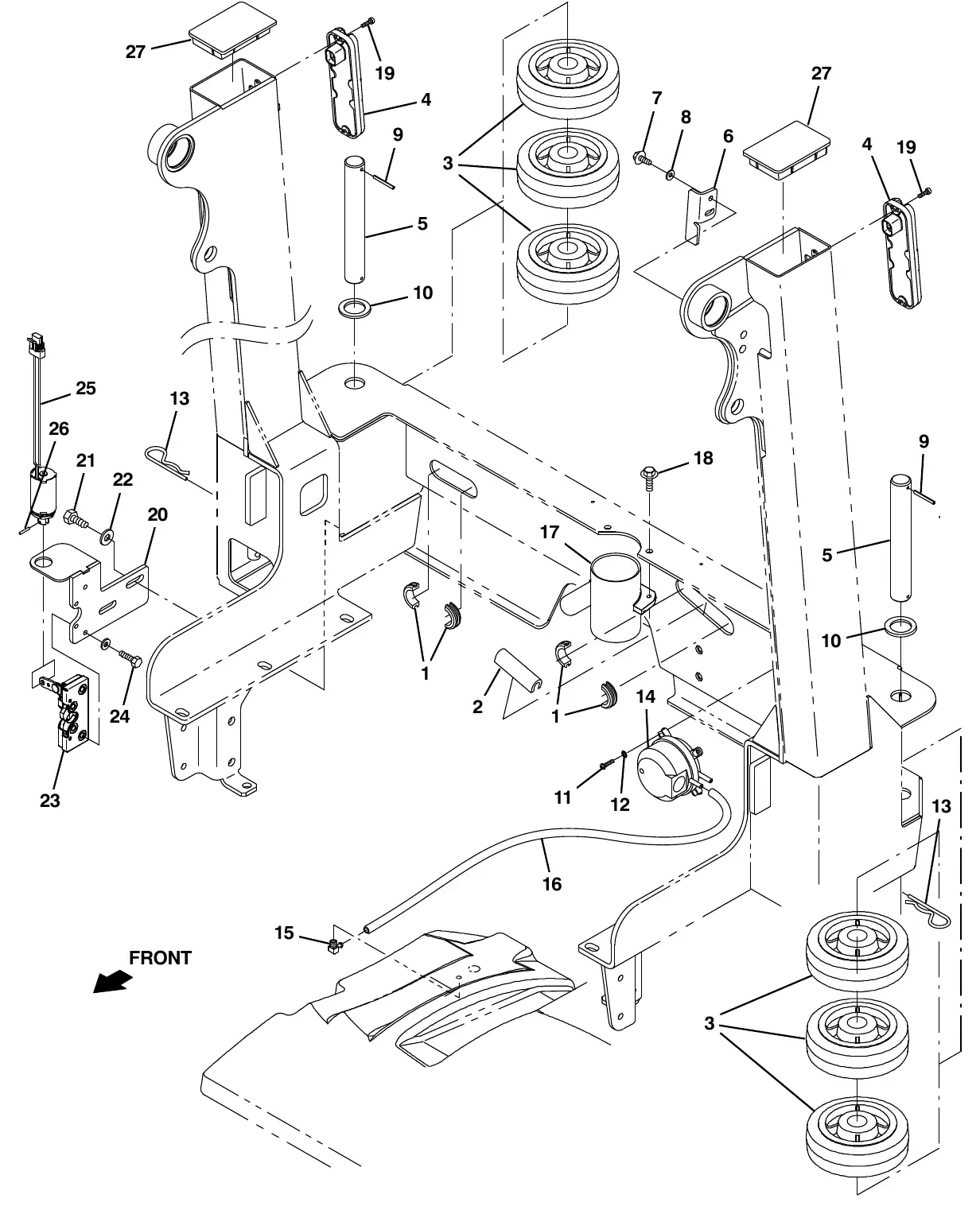 Tennant M20 hopper bumper group exploded view