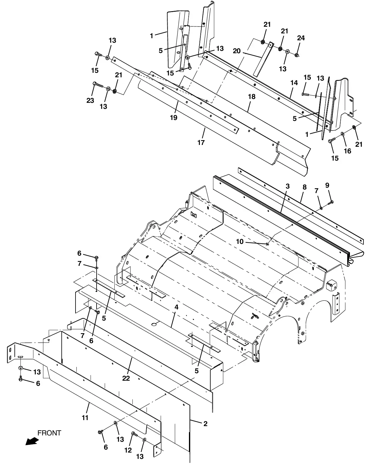 Tennant M20 cylindrical brush head skirt group exploded view