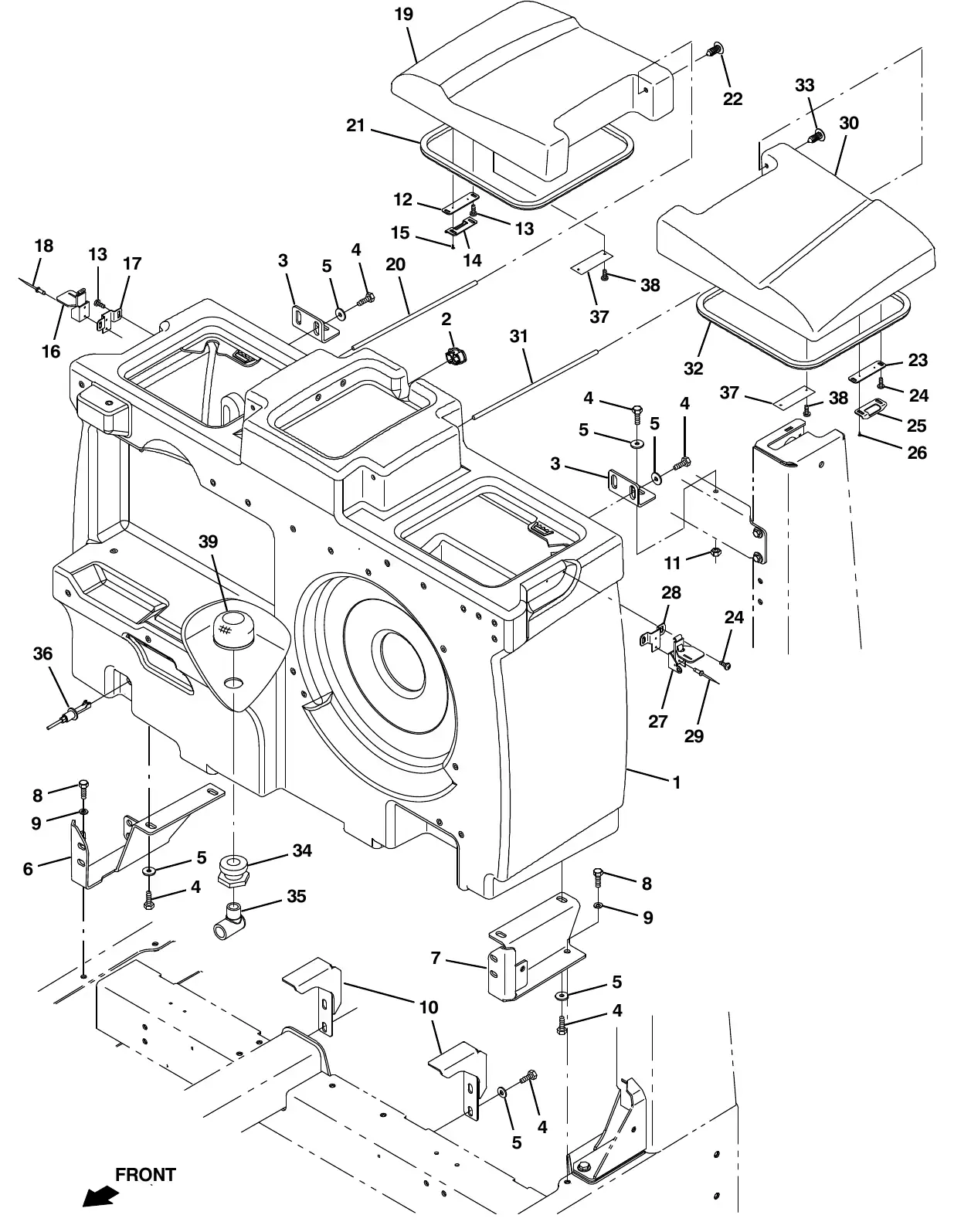 Tennant M20 solution tank group exploded view