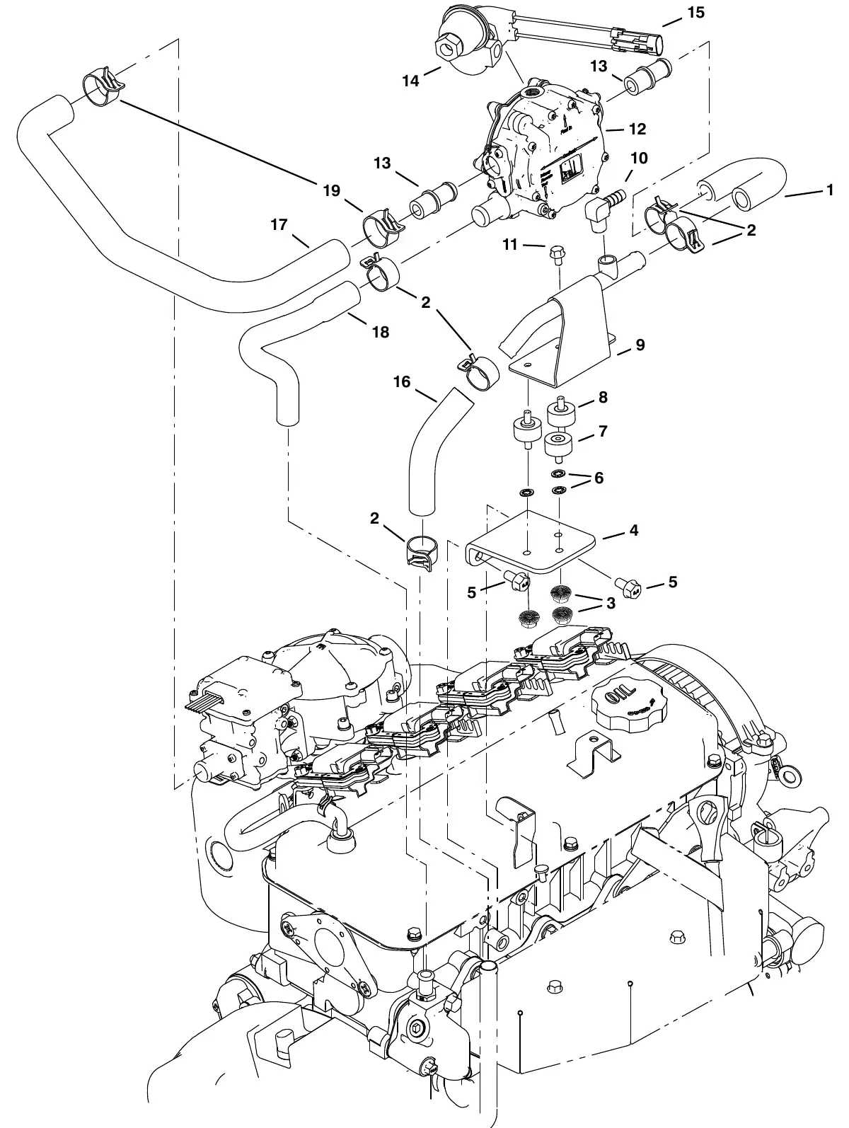 Tennant M20 psi engine vaporizer group, lpg (s/n 017000 - ) exploded view