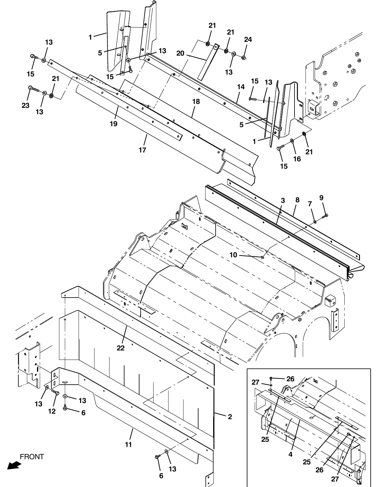 Tennant M20 cylindrical brush head skirt group exploded view