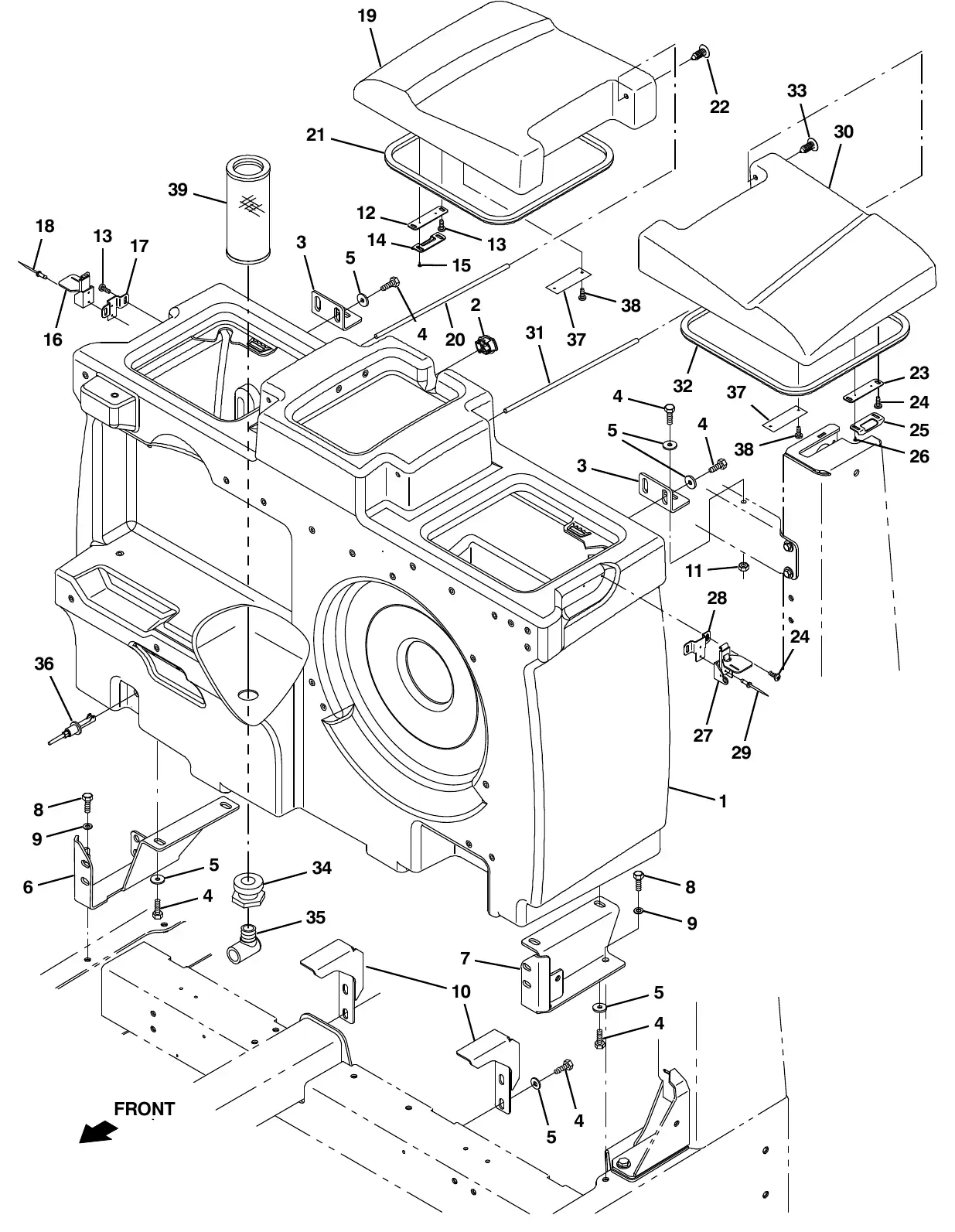 Tennant M20 solution tank group exploded view