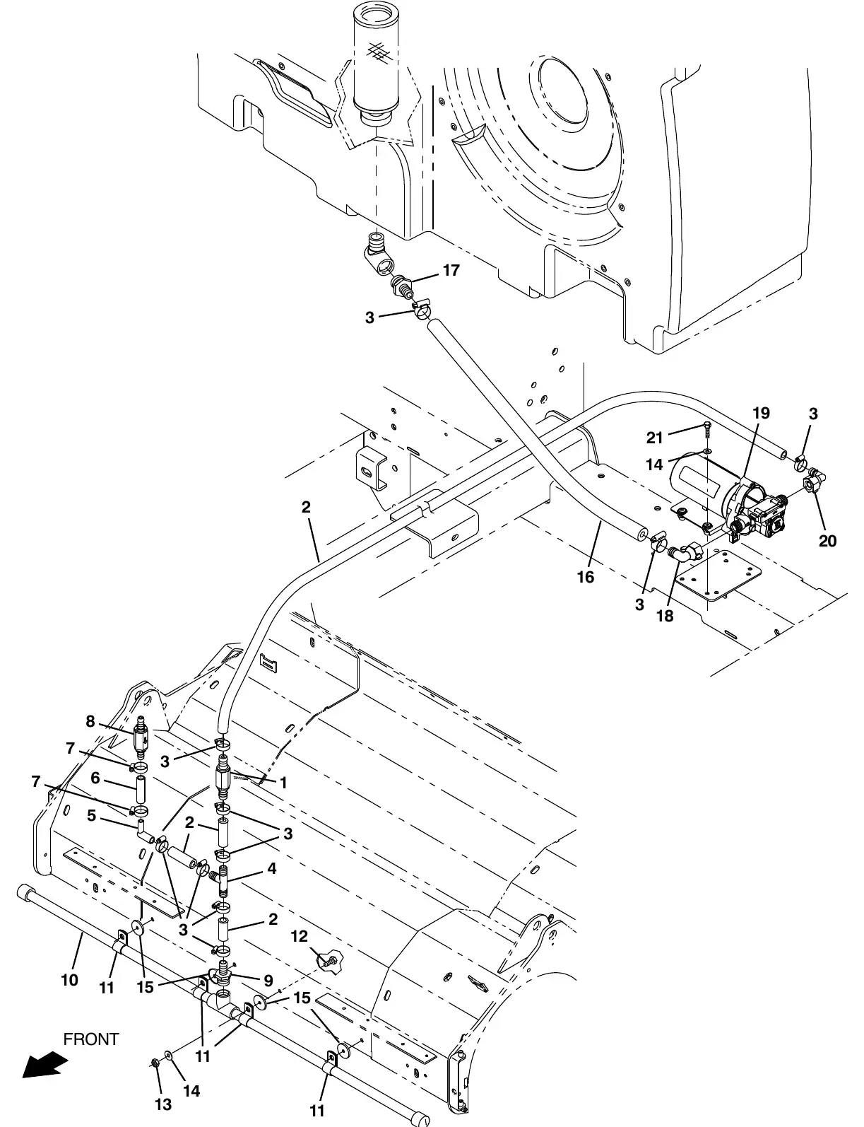 Tennant M20 solution control group (s/n 014001 - ) exploded view
