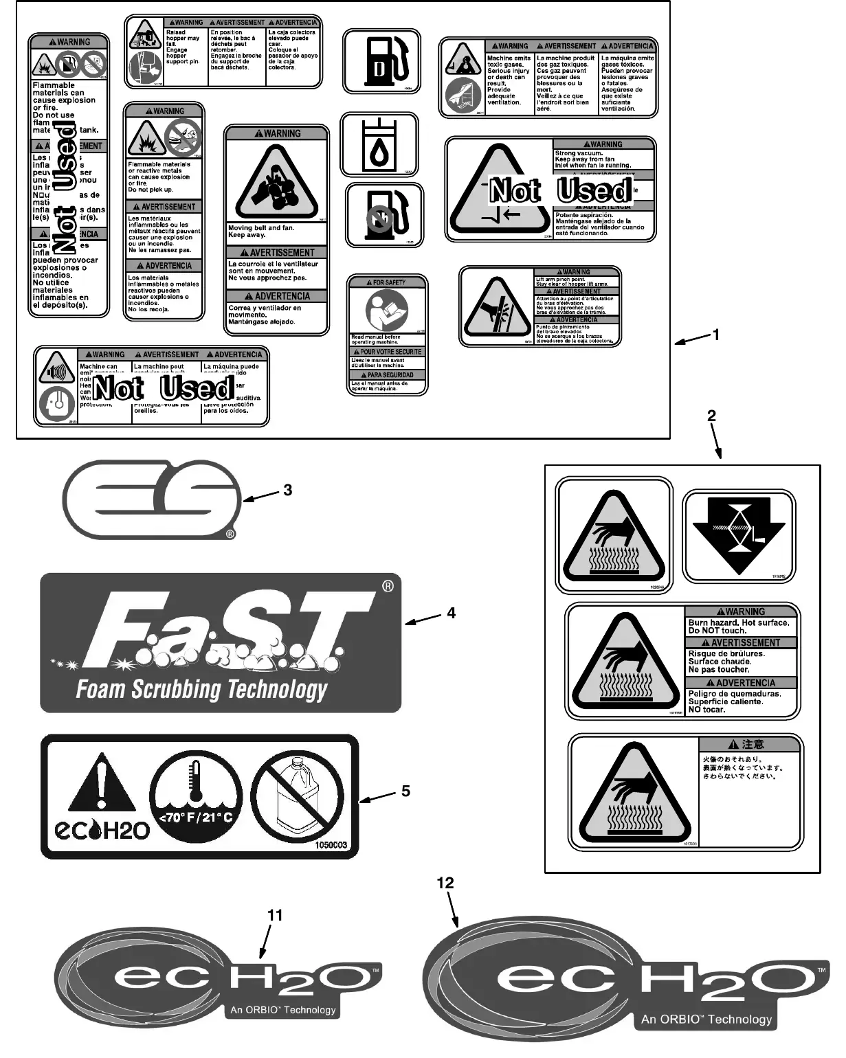 Tennant M20 label group exploded view