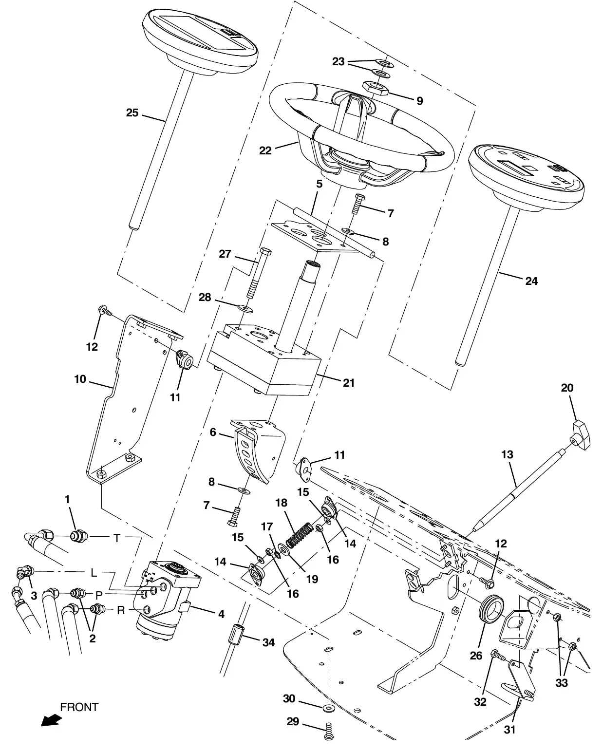Tennant M20 steering group exploded view