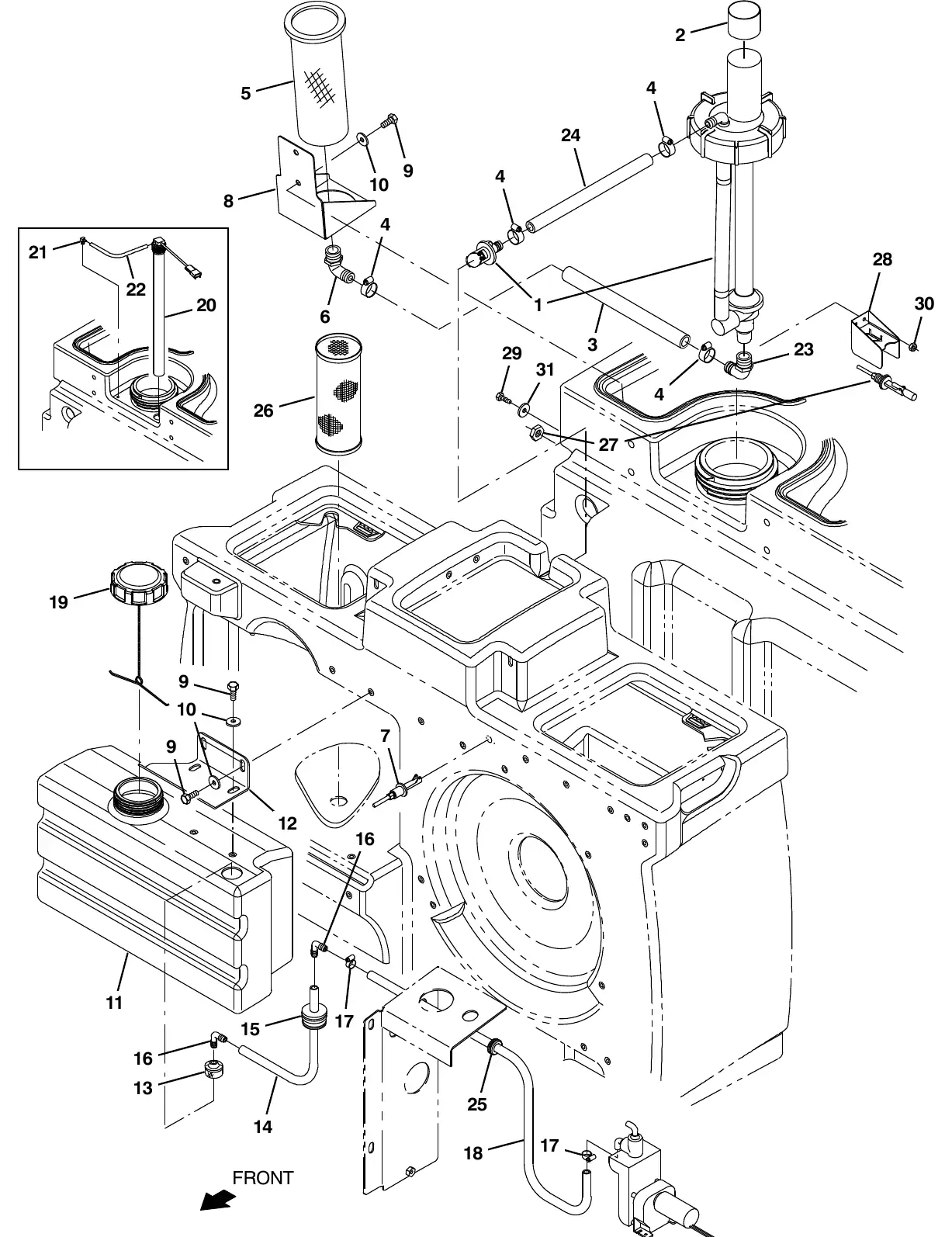 Tennant M20 es tanks group exploded view