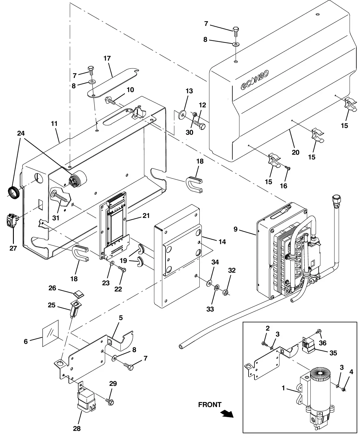 Tennant M20 ec - h20 solution pump group exploded view