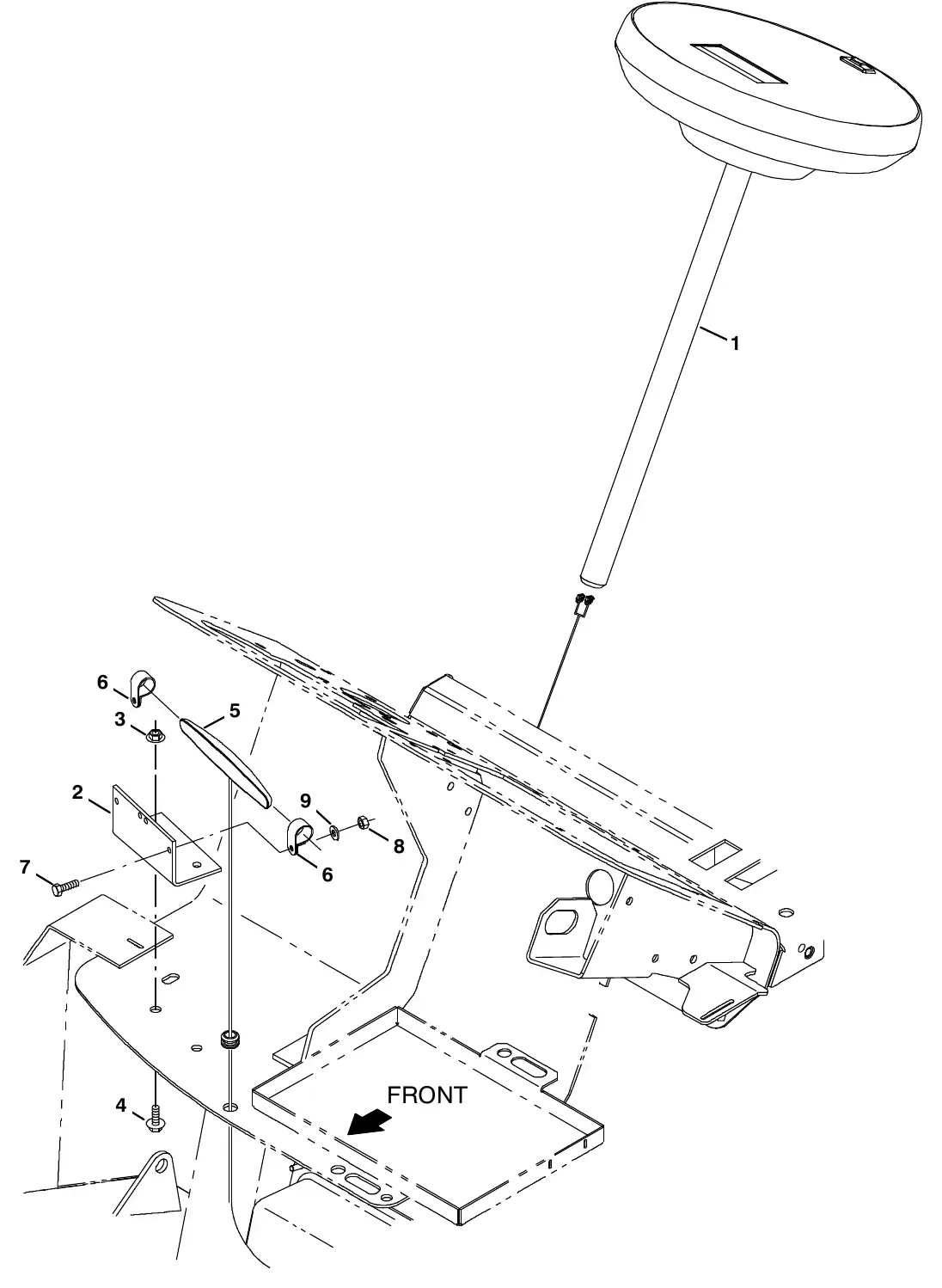 Tennant M20 telemetry panel kit, std (s/n 016089 - ) exploded view
