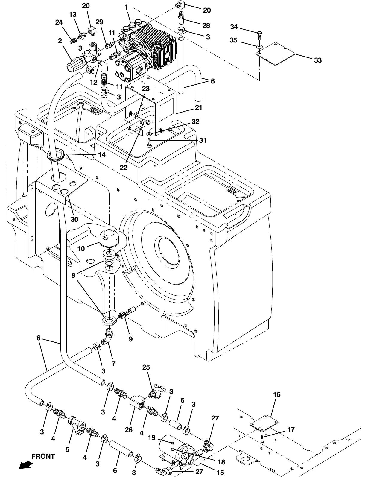 Tennant M20 pressure washer solution group (s/n 008000 - 014000) exploded view