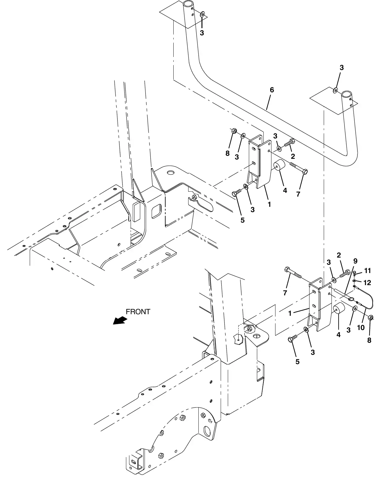 Tennant M20 rear squeegee guard group exploded view