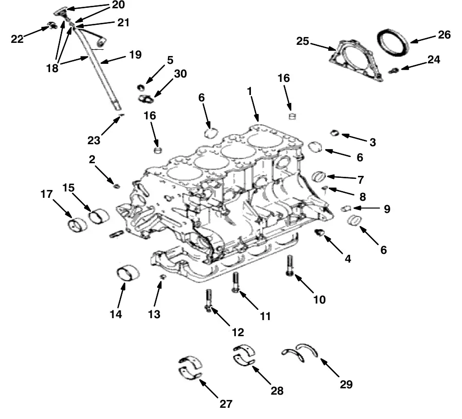 Tennant M20 cylinder block group exploded view