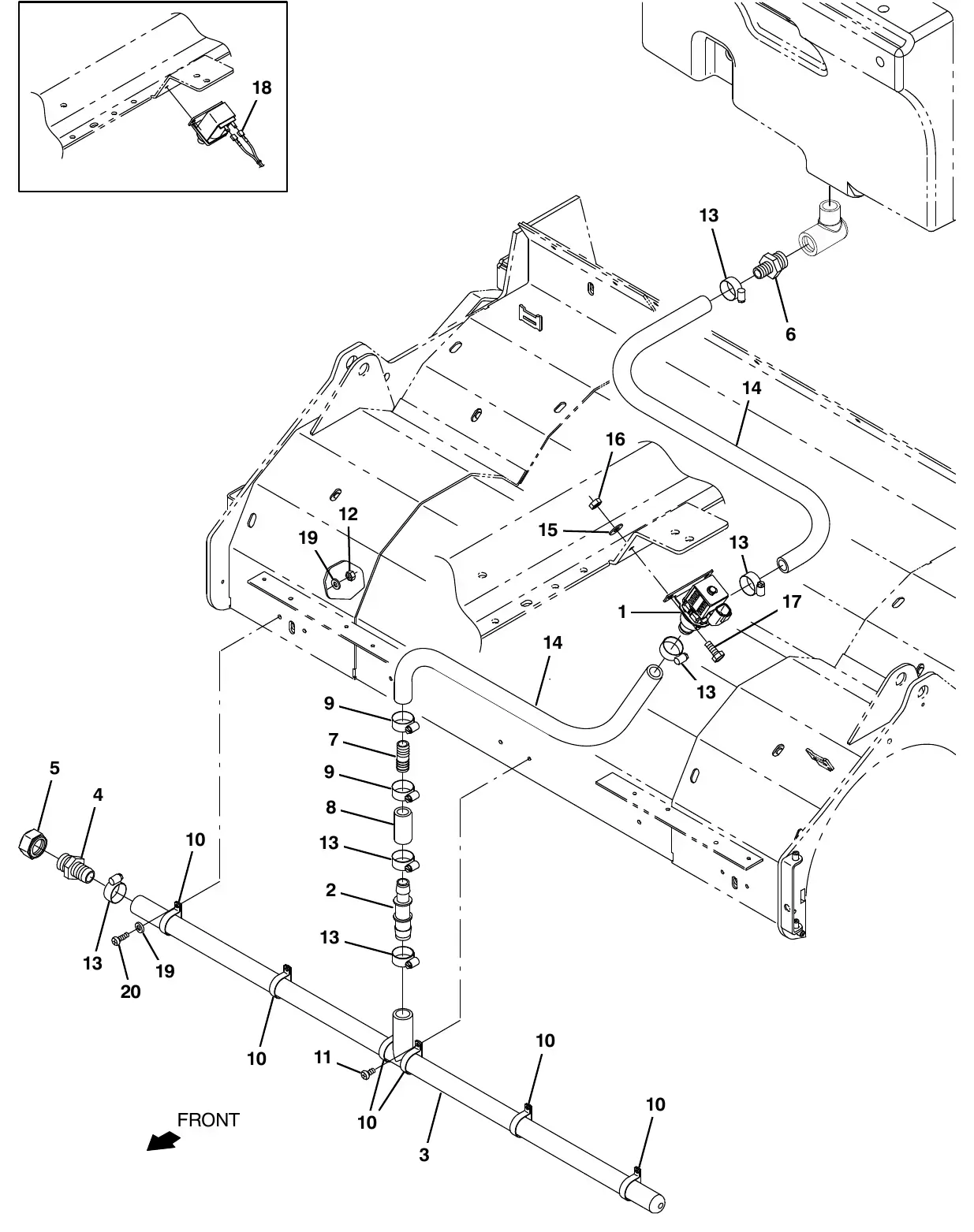 Tennant M20 solution control group (008000 - 014000) exploded view