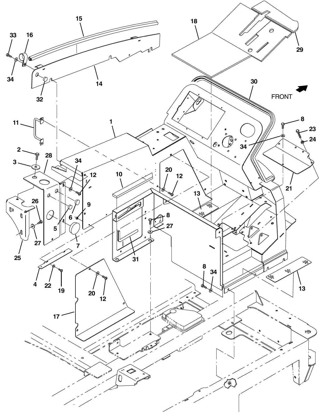 Tennant M20 operator station group exploded view