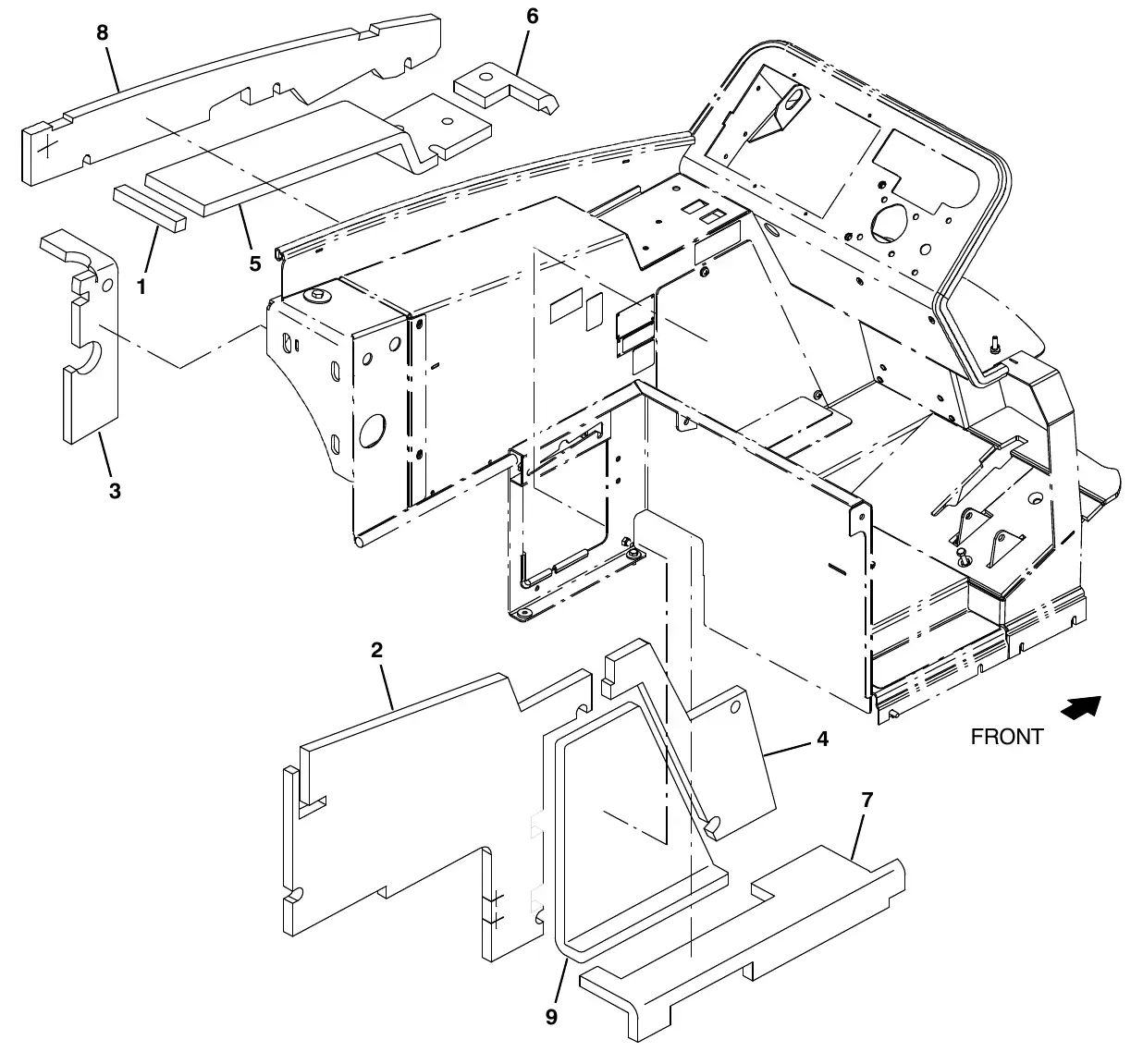 Tennant M20 operator station insulation group exploded view