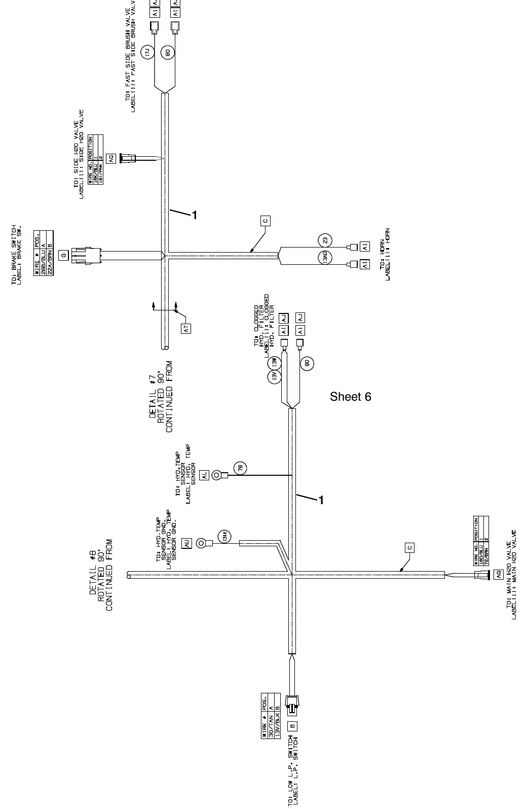 Tennant M20 electrical wire harness group, main (008000- 014000) exploded view (page 5)