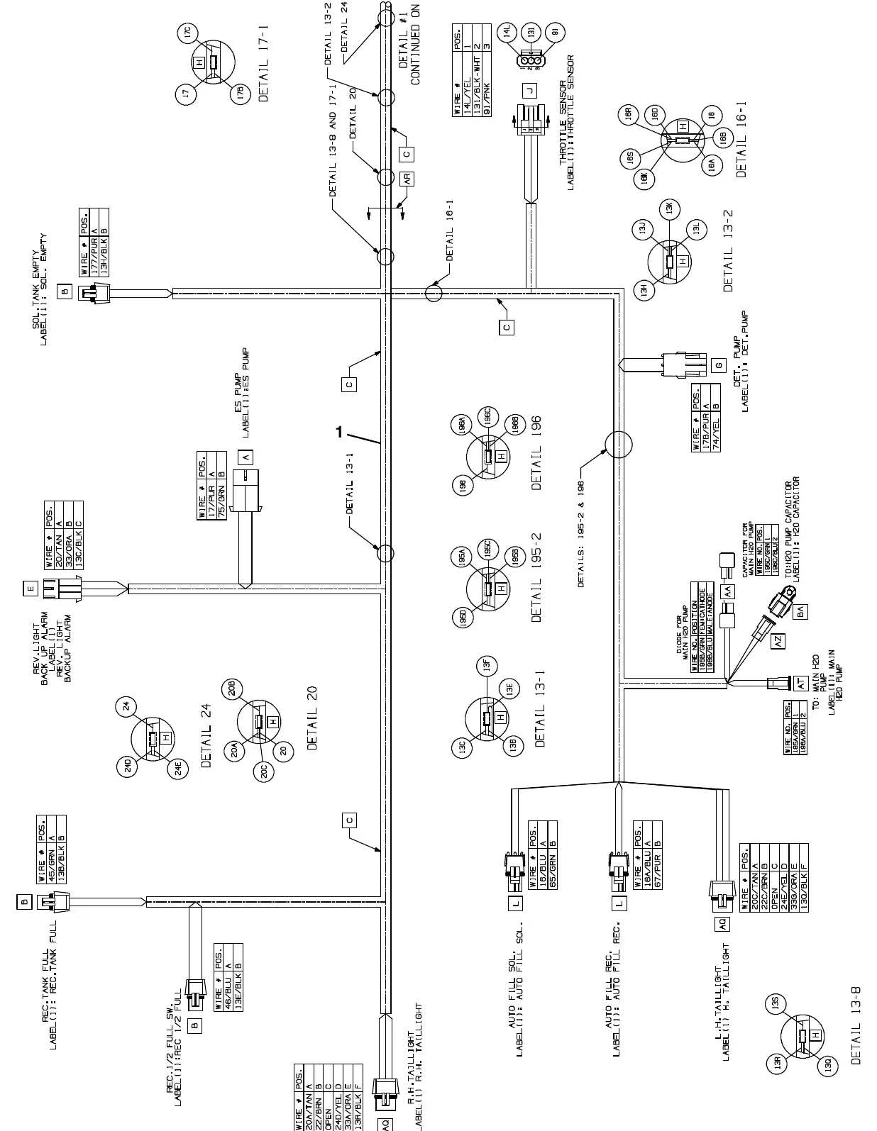Tennant M20 electricalwireharnessgroup,main(014001- ) exploded view (page 1)