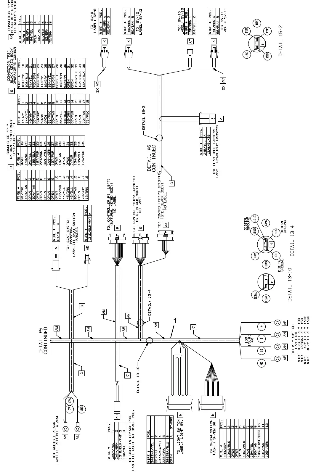 Tennant M20 electricalwireharnessgroup,main(014001- ) exploded view (page 5)