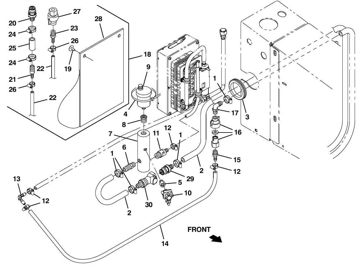 Tennant M20 ec - h20 solution pump supply group (014001 - ) exploded view