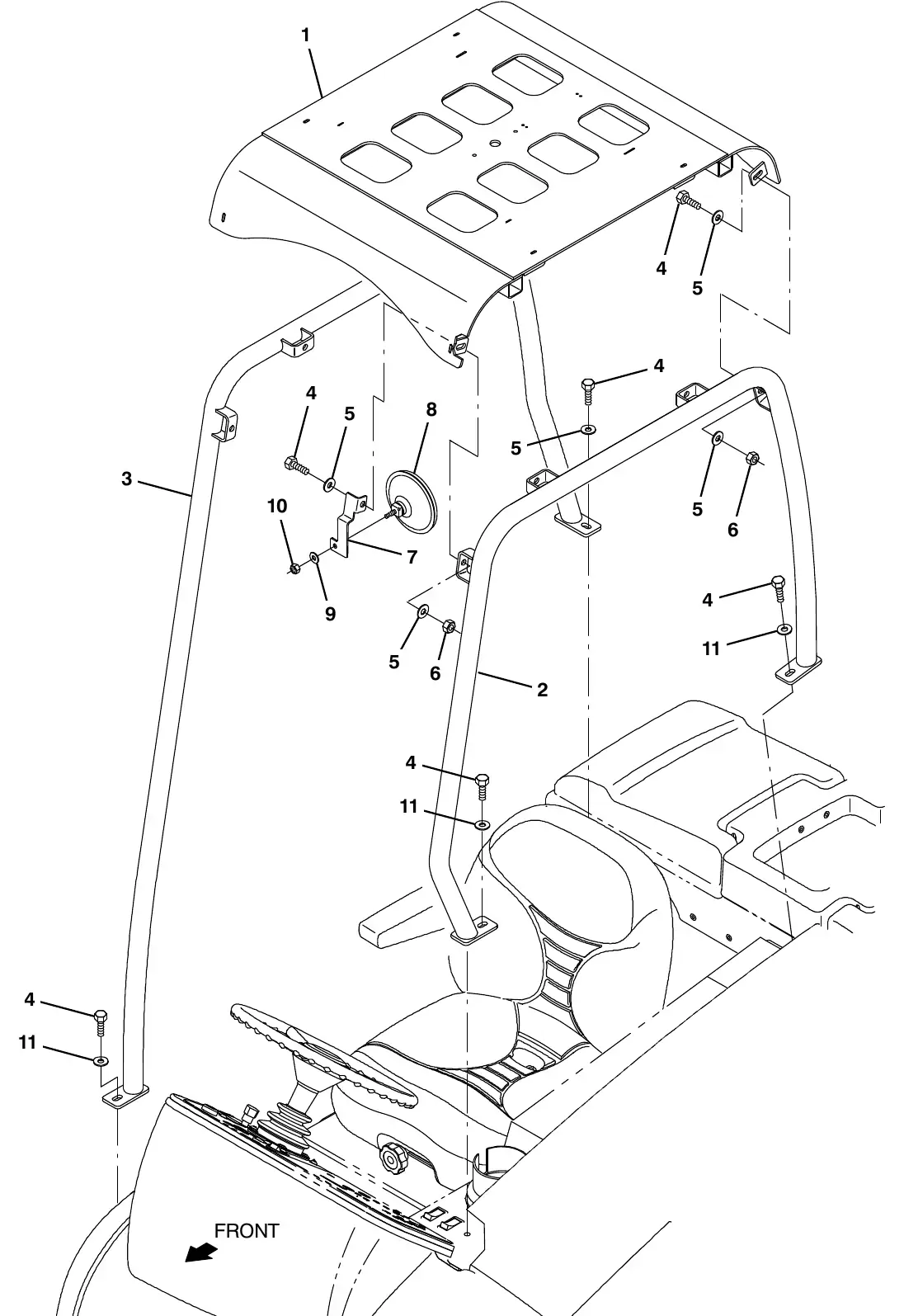 Tennant M20 overhead guard kit exploded view